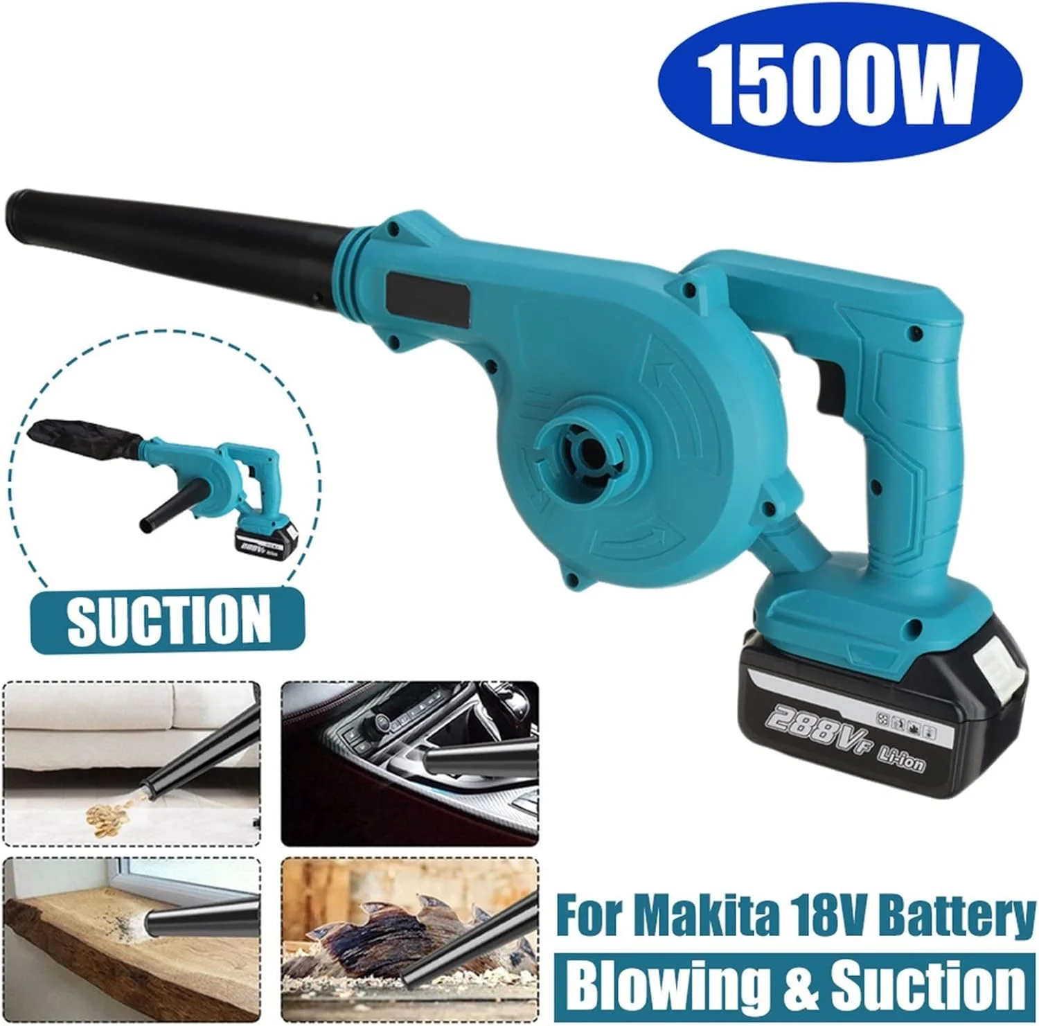 ghqopun دمنده و مکنده هوای برقی بی سیم 2 در 1 1500 وات، جمع کننده گرد و غبار دستی قابل حمل برای باتری 18 ولت ghqopun دمنده و مکنده هوای برقی بی سیم 2 در 1 1500 وات، جمع کننده گرد و غبار دستی قابل حمل برای باتری 18 ولت