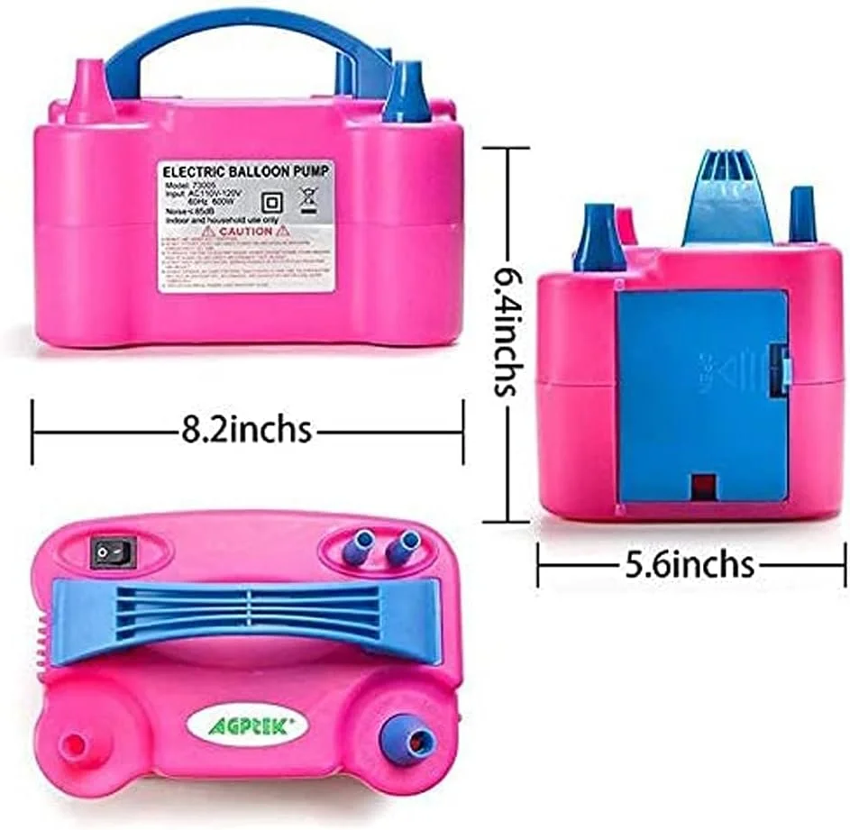 پمپ بادکنک برقی ECVV، دمنده قابل حمل با دو نازل برای تزئین بادکنک ها، مهمانی، هدایای ورزشی و صرفه جویی در زمان، صورتی HT508 پمپ بادکنک برقی ECVV، دمنده قابل حمل با دو نازل برای تزئین بادکنک ها، مهمانی، هدایای ورزشی و صرفه جویی در زمان، صورتی HT508