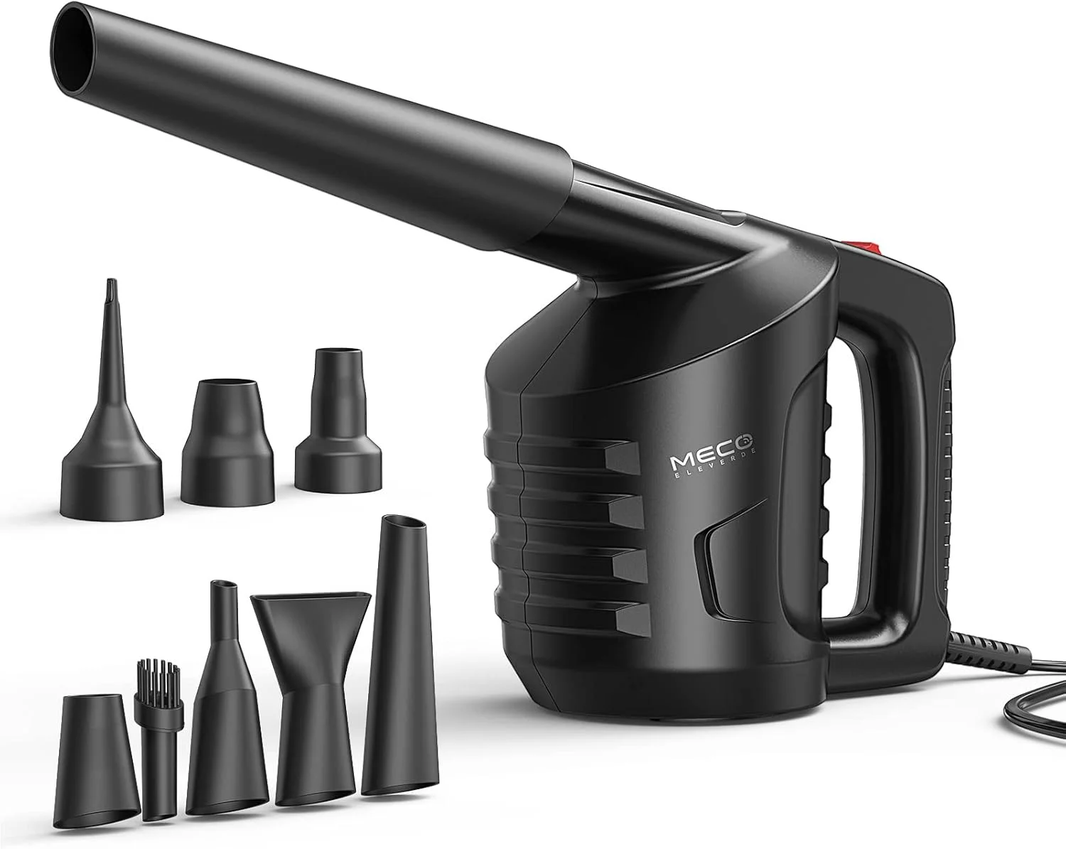 دمنده هوای فشرده MECO ELEVERDE با توان 550 وات، تمیز کننده دمنده هوا 2 سرعته برای گرد و غبار، شکاف ها، خرده ها، صفحه کلید، کامپیوتر، چاپگر، جایگزین هوای فشرده کنسروی برای تمیز کردن رایانه شخصی، مشکی