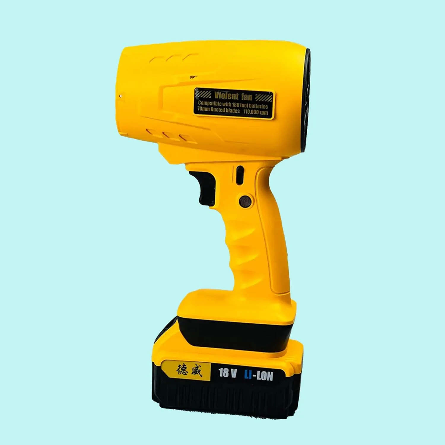 دمنده هوای فشرده DIGI CORE، دمنده گرد و غبار، دمنده خشک جت، دمنده هوا 110000 دور در دقیقه، فن توربو قابل حمل، جاروبرقی، فن خشن F017، باتری ابزار 18 ولت، پره های کانالی 70 میلی متری، شارژ سریع Type-C (زرد)