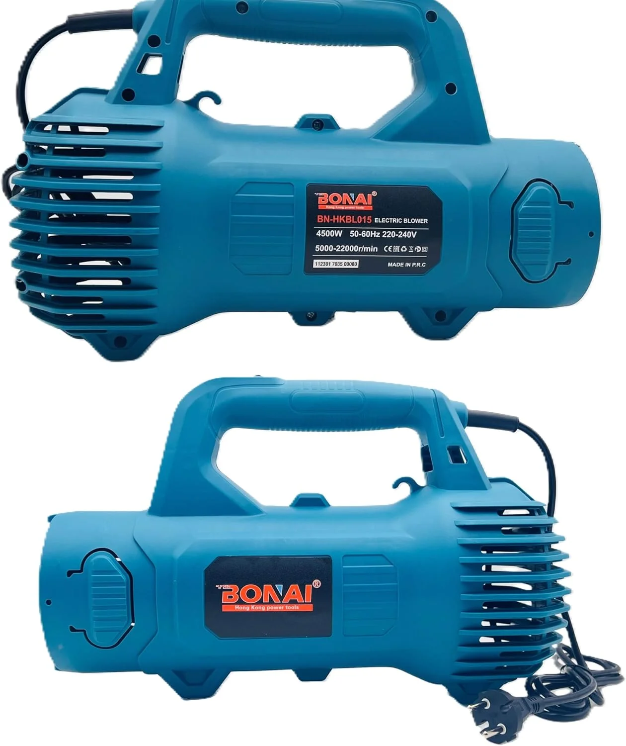 دمنده برقی BONAI، توان 4500 وات، 5000-22000 دور در دقیقه، 220-240 ولت، دمنده برگ و گرد و غبار قابل حمل سنگین برای استفاده در فضای باز و داخلی، BN-HKBL015