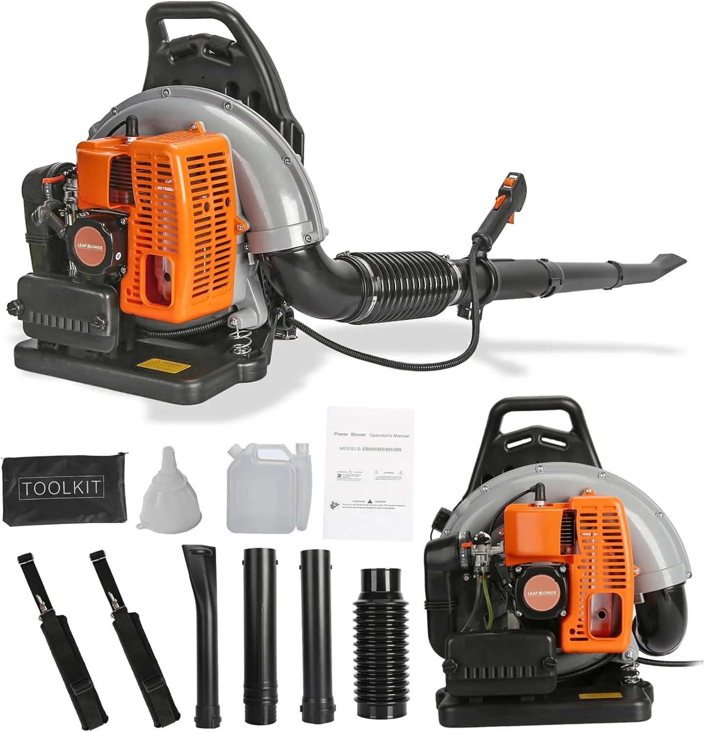 دمنده برگ پشتی بنزینی 63CC 3HP 2 زمانه، دمنده برف با مقاومت بالا، دمنده چمن بنزینی خنک کننده هوا با سیلندر تک خنک شونده با هوا برای ناودان، باغ، حیاط