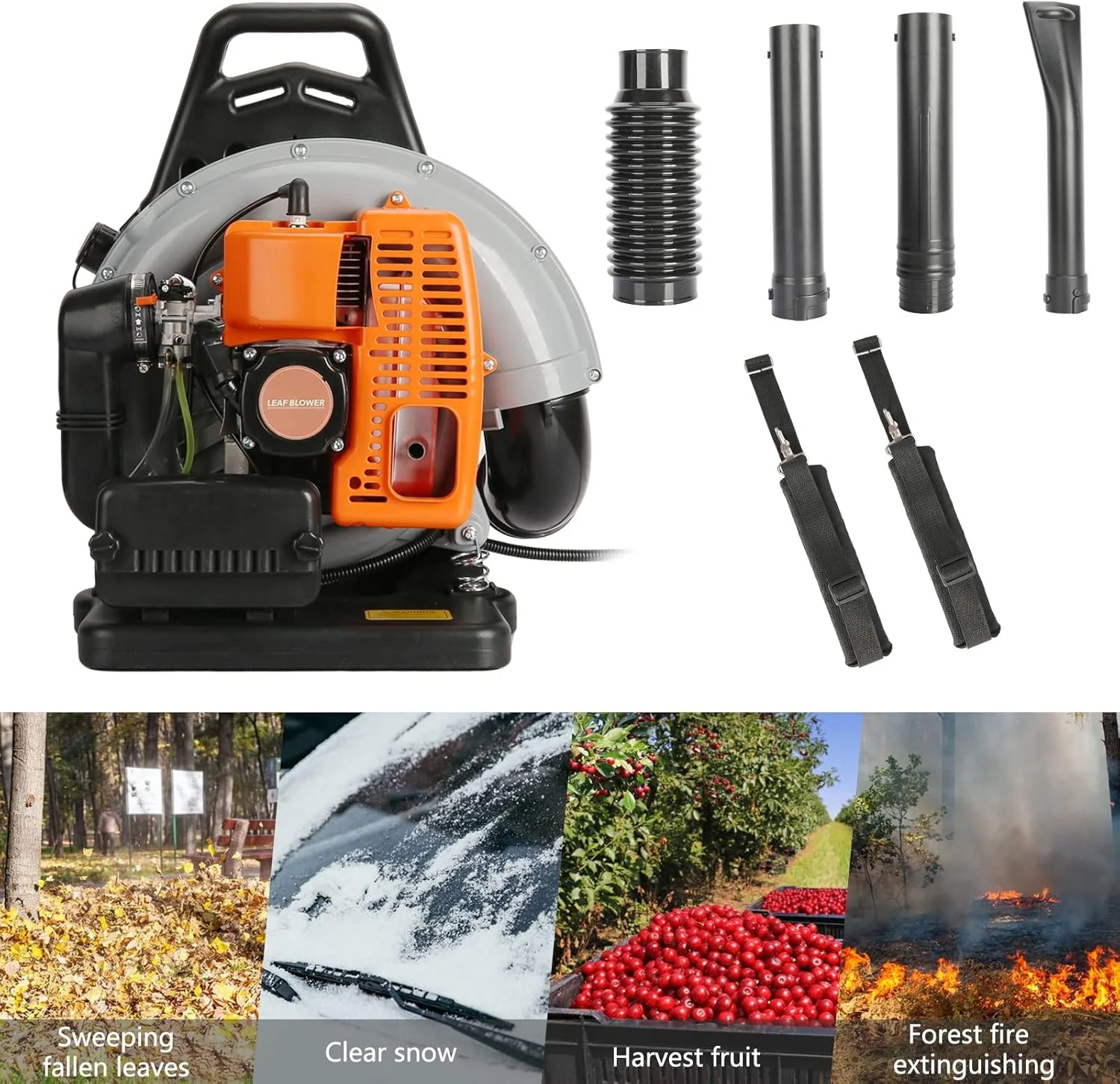 دمنده برگ پشتی بنزینی 63CC 3HP 2 زمانه، دمنده برف با مقاومت بالا، دمنده چمن بنزینی خنک کننده هوا با سیلندر تک خنک شونده با هوا برای ناودان، باغ، حیاط دمنده برگ پشتی بنزینی 63CC 3HP 2 زمانه، دمنده برف با مقاومت بالا، دمنده چمن بنزینی خنک کننده هوا با سیلندر تک خنک شونده با هوا برای ناودان، باغ، حیاط