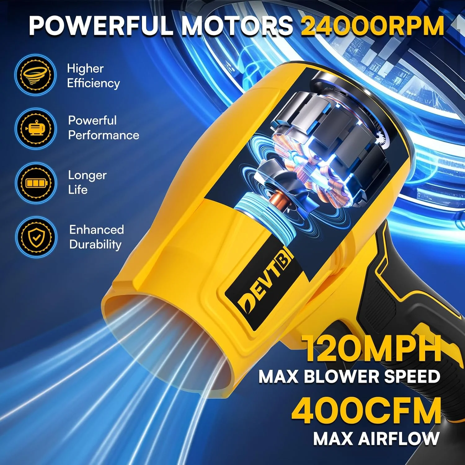 دمنده برگ برقی شارژی سازگار با باتری 20 ولت Dewalt، دمنده هوای جت فن دستی 30000 دور در دقیقه برای برف روبی و گرد و غبار دمنده برگ برقی شارژی سازگار با باتری 20 ولت Dewalt، دمنده هوای جت فن دستی 30000 دور در دقیقه برای برف روبی و گرد و غبار