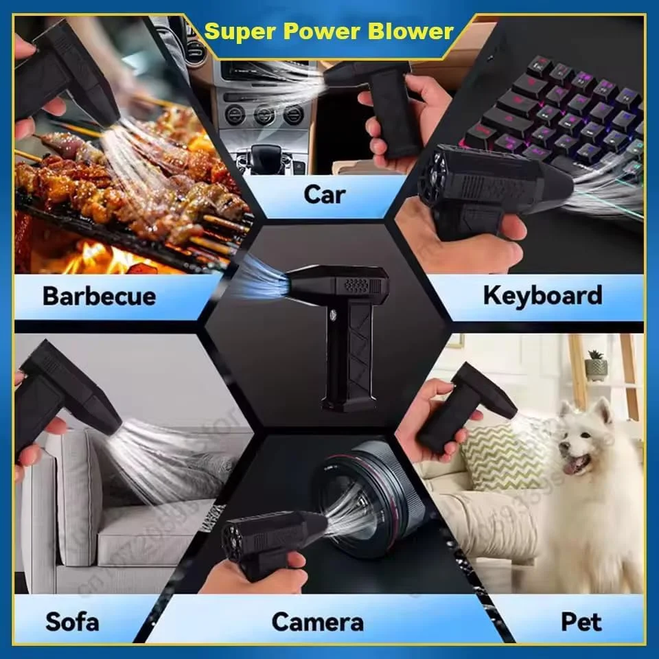 دمنده هوای توربو Problem Solve™ – دمنده جت 130000 دور در دقیقه، سرعت قابل تنظیم، مینی گردگیر هوای دستی برای تمیز کردن، کمپینگ و استفاده در فضای باز – دمنده جت خشک قابل حمل