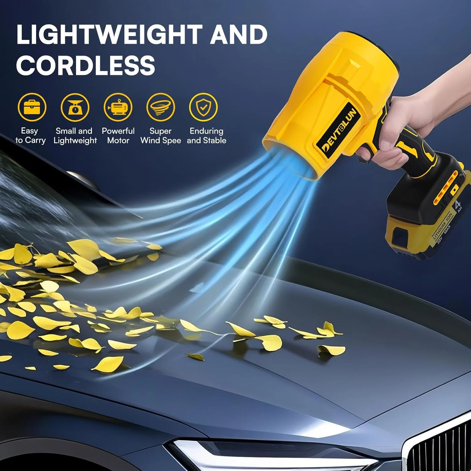 دمنده برگ برقی شارژی سازگار با باتری 20 ولت Dewalt، دمنده هوای جت فن دستی 30000 دور در دقیقه برای برف روبی و گرد و غبار دمنده برگ برقی شارژی سازگار با باتری 20 ولت Dewalt، دمنده هوای جت فن دستی 30000 دور در دقیقه برای برف روبی و گرد و غبار
