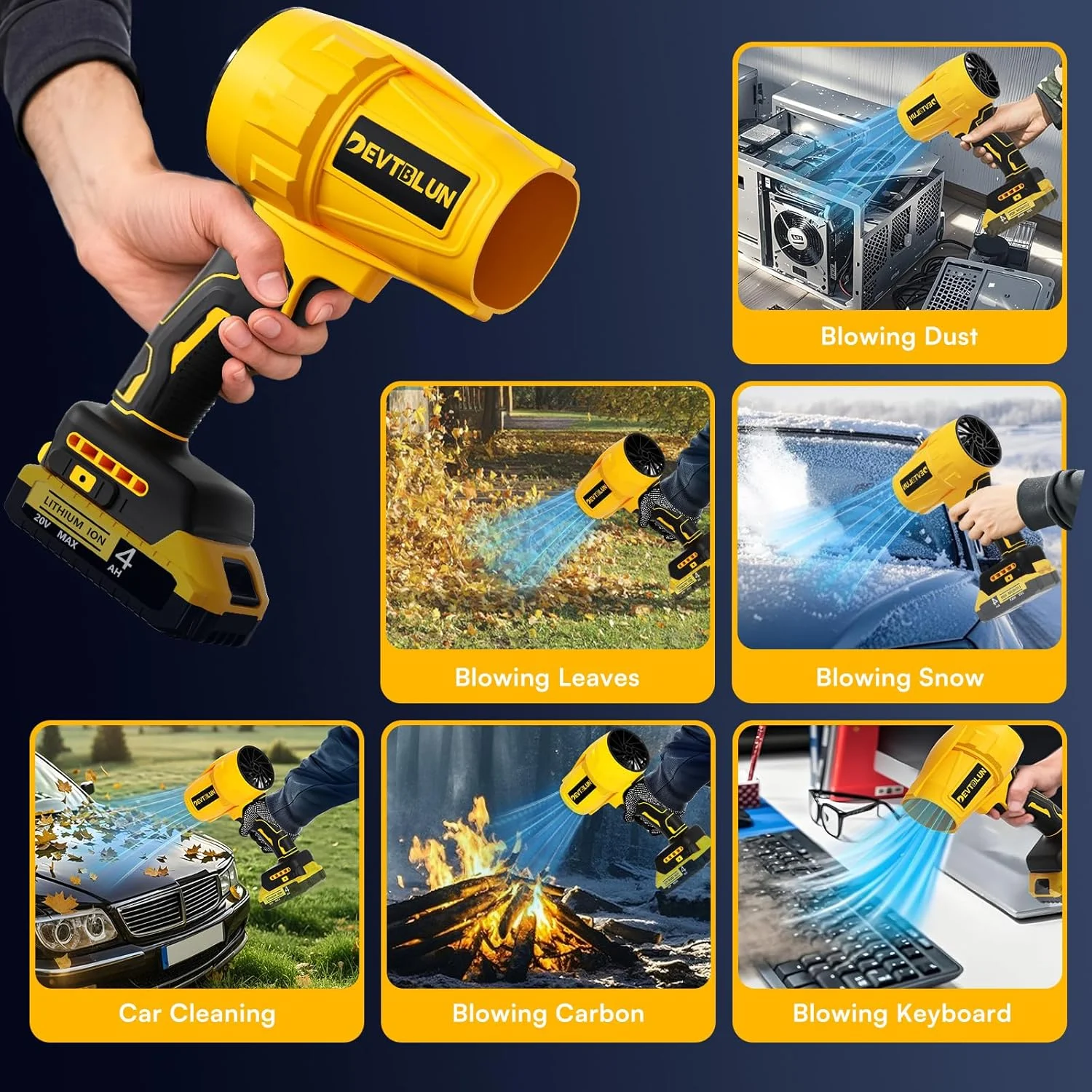 دمنده برگ برقی شارژی سازگار با باتری 20 ولت Dewalt، دمنده هوای جت فن دستی 30000 دور در دقیقه برای برف روبی و گرد و غبار دمنده برگ برقی شارژی سازگار با باتری 20 ولت Dewalt، دمنده هوای جت فن دستی 30000 دور در دقیقه برای برف روبی و گرد و غبار