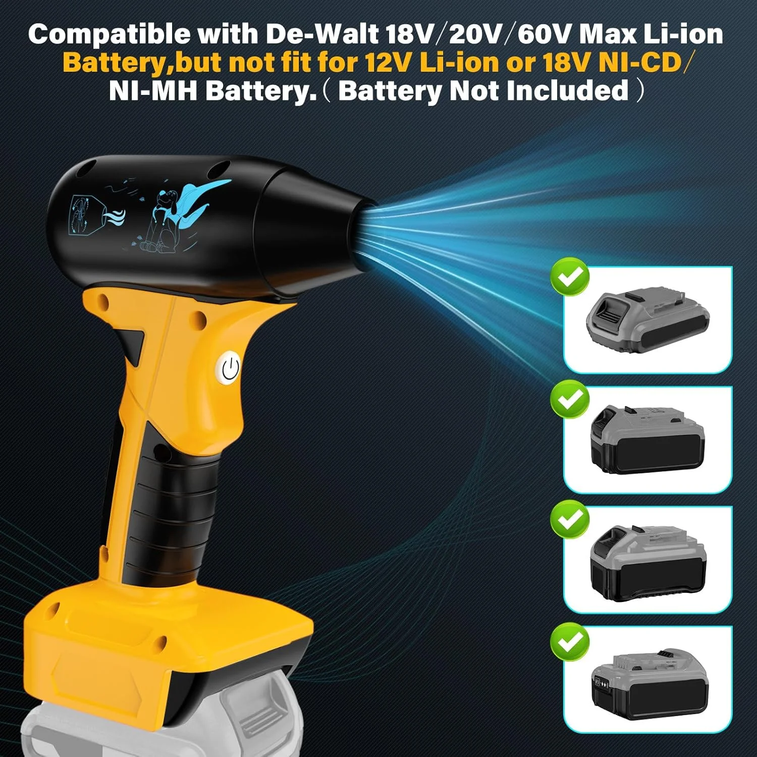 دمنده جت خشک برای باتری 20 ولت Dewalt، گردگیر هوای برقی 130000 دور در دقیقه، دمنده فن جت برای تمیز کردن صفحه کلید کامپیوتر، خشک کردن خودرو، کمپینگ، فضای باز (بدون باتری) دمنده جت خشک برای باتری 20 ولت Dewalt، گردگیر هوای برقی 130000 دور در دقیقه، دمنده فن جت برای تمیز کردن صفحه کلید کامپیوتر، خشک کردن خودرو، کمپینگ، فضای باز (بدون باتری)