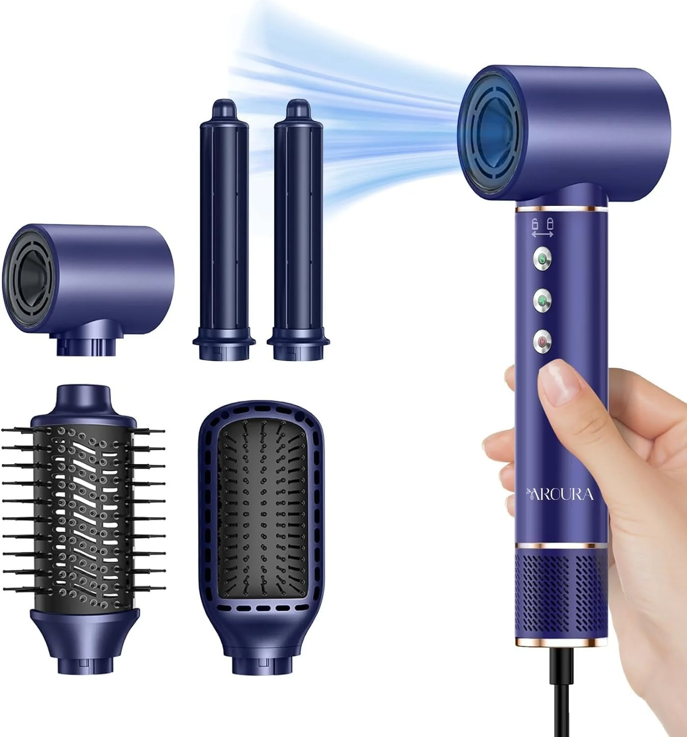 برس سشوار حرفه ای 5 در 1 آرورا با گارانتی 1 ساله، 110000 دور در دقیقه، فناوری پیشرفته یون منفی، اتو موی فر کننده 1300 واتی، 3 دما و 3 سرعت، برس هوای گرم قدرتمند، بیضی برس سشوار حرفه ای 5 در 1 آرورا با گارانتی 1 ساله، 110000 دور در دقیقه، فناوری پیشرفته یون منفی، اتو موی فر کننده 1300 واتی، 3 دما و 3 سرعت، برس هوای گرم قدرتمند، بیضی