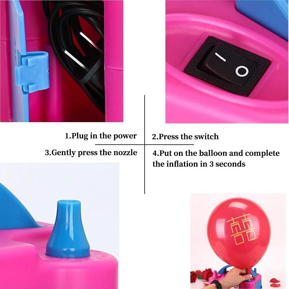 پمپ بادکنک برقی قابل قبول - دستگاه دمنده دو نازله پمپ بادکنک AC 220V 240V برای تزئینات رویدادهای خانگی پمپ بادکنک برقی قابل قبول - دستگاه دمنده دو نازله پمپ بادکنک AC 220V 240V برای تزئینات رویدادهای خانگی