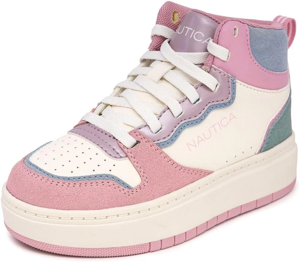 کفش‌های کتانی ساق بلند دخترانه Nautica، کفش‌های ورزشی بنددار به سبک بسکتبال