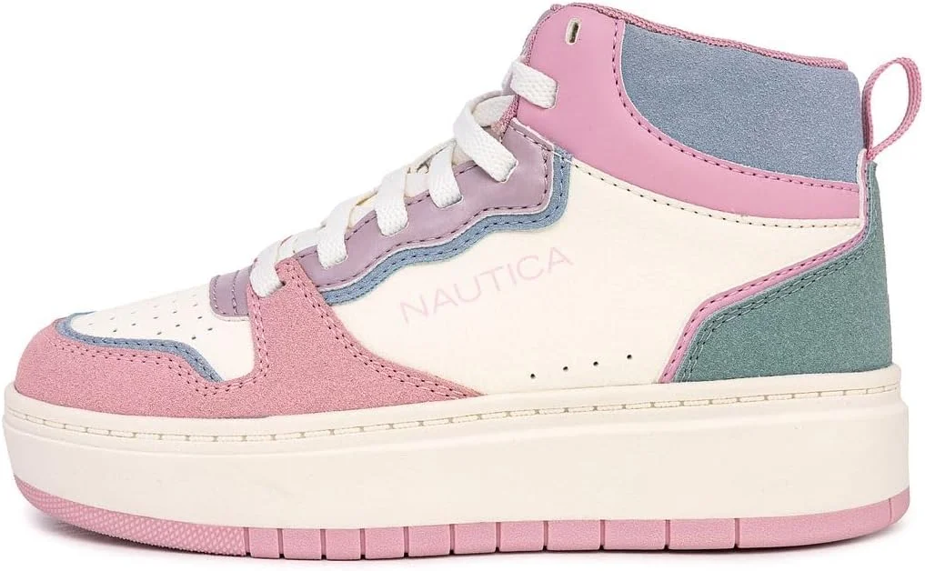 کفش‌های کتانی ساق بلند دخترانه Nautica، کفش‌های ورزشی بنددار به سبک بسکتبال