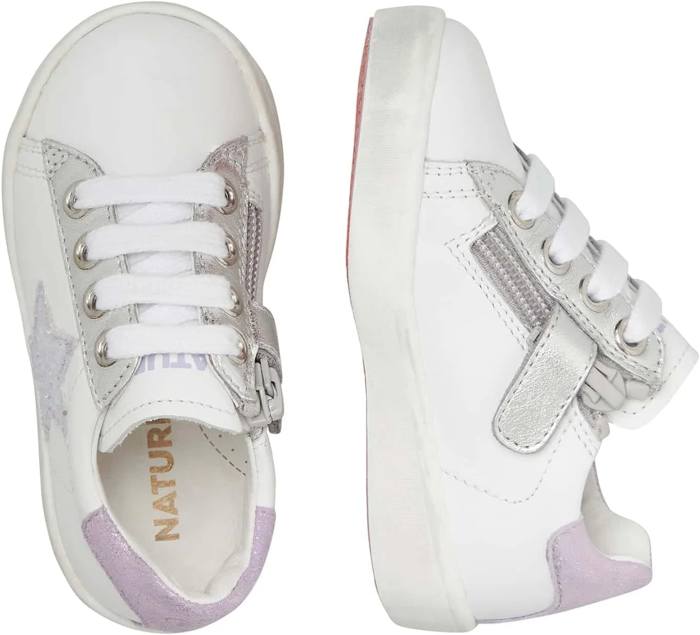 کفش کتانی چرمی زیپ دار دخترانه ناتورینو مدل Annie