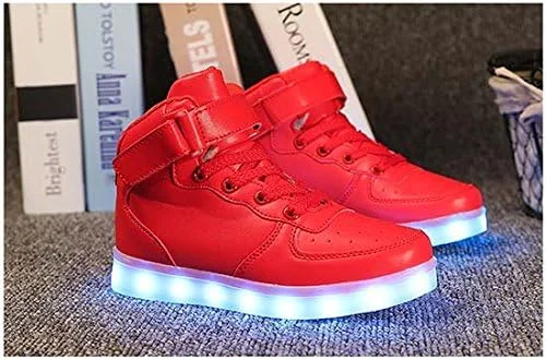 کفش های LED یونیسکس بچه گانه پسرانه دخترانه ساق بلند چراغ دار شارژی USB کفش های کتانی چشمک زن کفش های LED یونیسکس بچه گانه پسرانه دخترانه ساق بلند چراغ دار شارژی USB کفش های کتانی چشمک زن