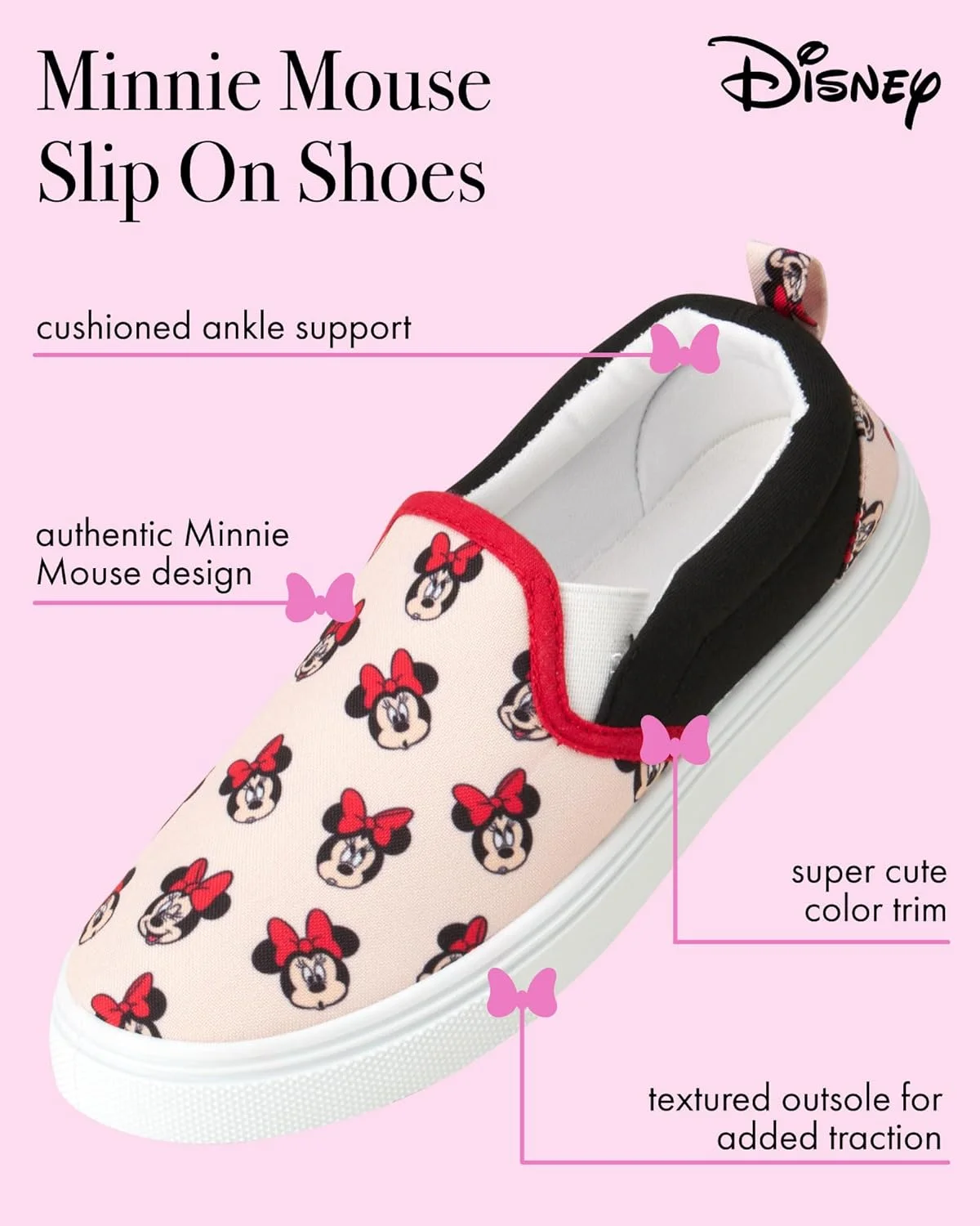 کفش دخترانه دیزنی - کفش های کتانی بدون بند مینی موس (نوزاد)