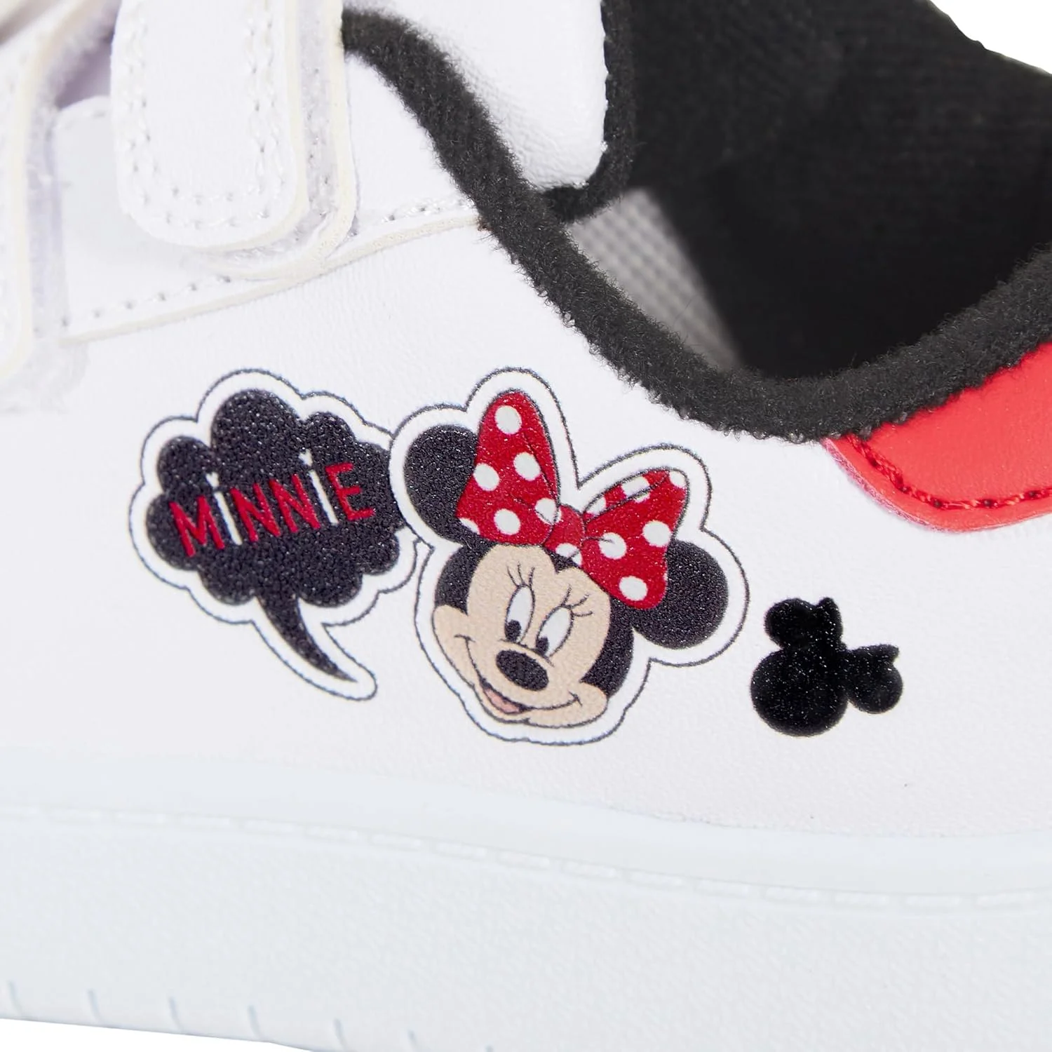 کفش ورزشی دخترانه دیزنی مدل مینی موس با گوش های سه بعدی، سفید، بند چسبی، سایز 28 اروپا