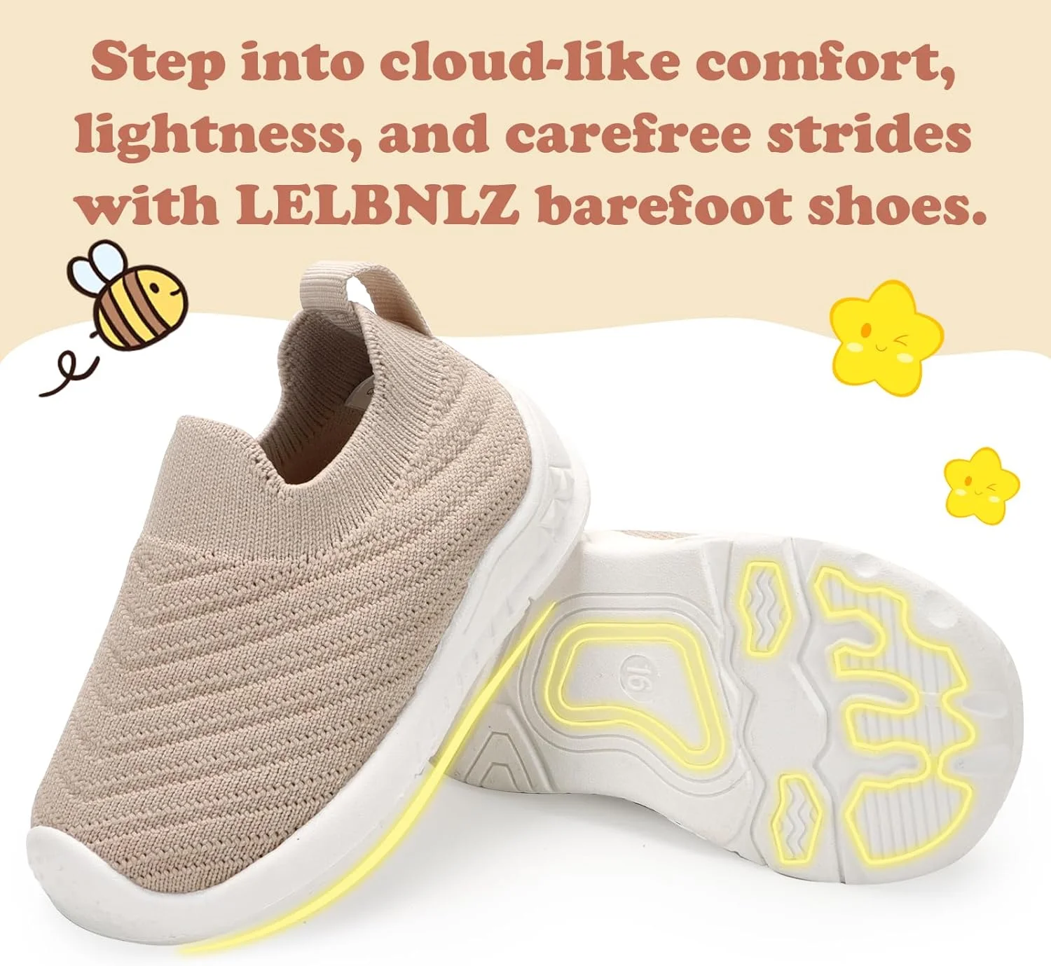 کفش جورابی نوزادی تنفسی، پاپوش های ضد لغزش برای اولین قدم ها 6-24 ماه، کفش های پیاده روی نوزاد با پوشیدن آسان، کفش های کتانی توری انعطاف پذیر پسرانه، جوراب نوزادی 12-24 ماه، کفش های اولین قدم نوزاد پابرهنه، دختر بچه