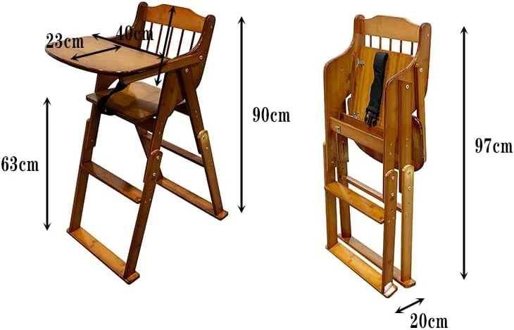 صندلی غذاخوری کودک MAPLE HOME DECORATION، صندلی میز کودک، صندلی تاشو قابل حمل، صندلی غذاخوری چند منظوره، صندلی های بلند چوبی با سینی برای نوزادان و کودکان نوپا با کمربند ایمنی