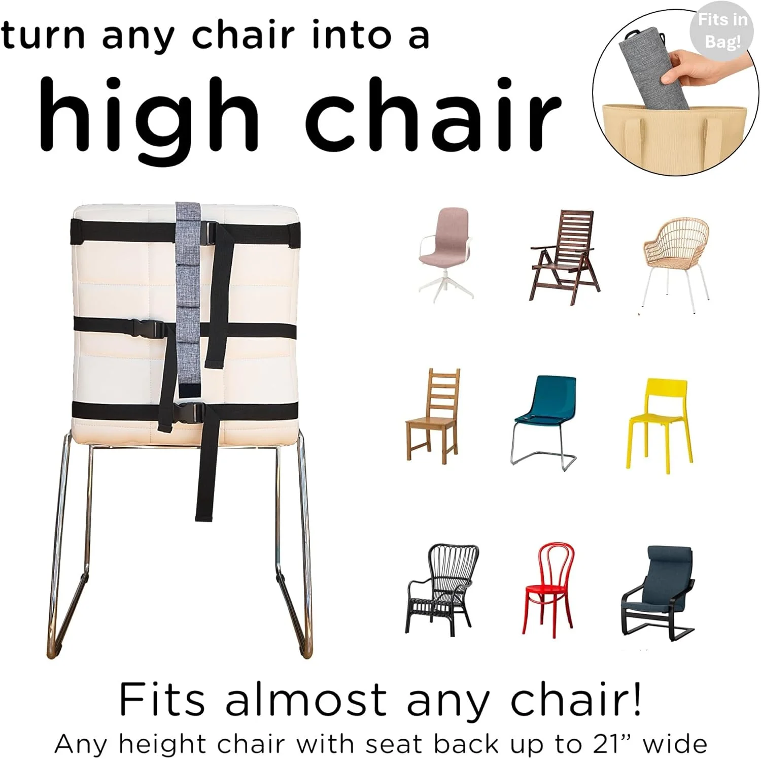 صندلی سفری کودک لیلیوبی | صندلی غذای قابل حمل برای نوزادان و کودکان نوپا (6 ماه - 3 سال) | پلی استر خاکستری | لوازم مسافرتی کودک