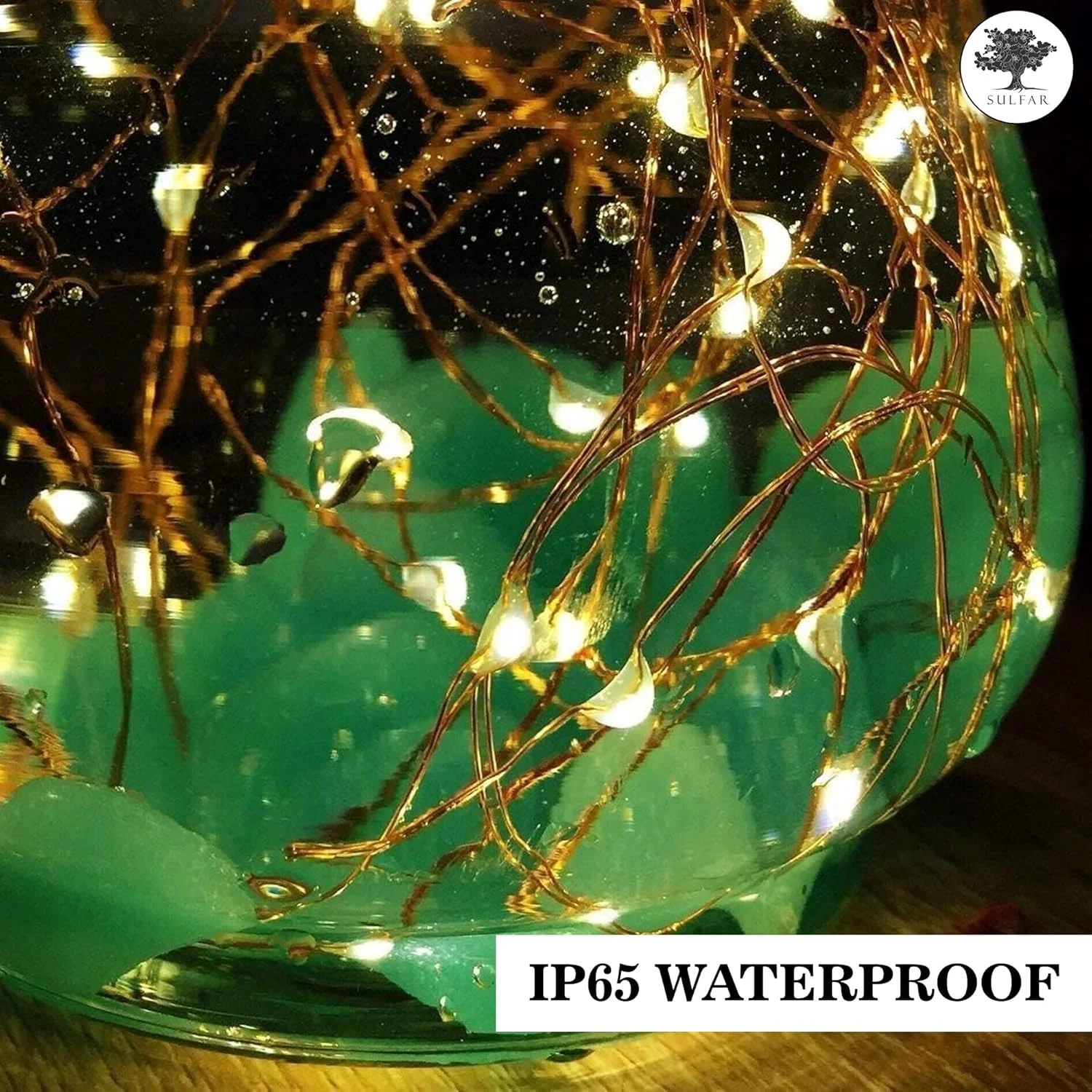 سولفر بسته 2 عددی چراغ های تزئینی خورشیدی سیم مسی | 10 متر 100 ال ای دی ضد آب با 8 حالت نورپردازی برای خانه، باغ، پاسیو، عروسی، مهمانی (سفید گرم)