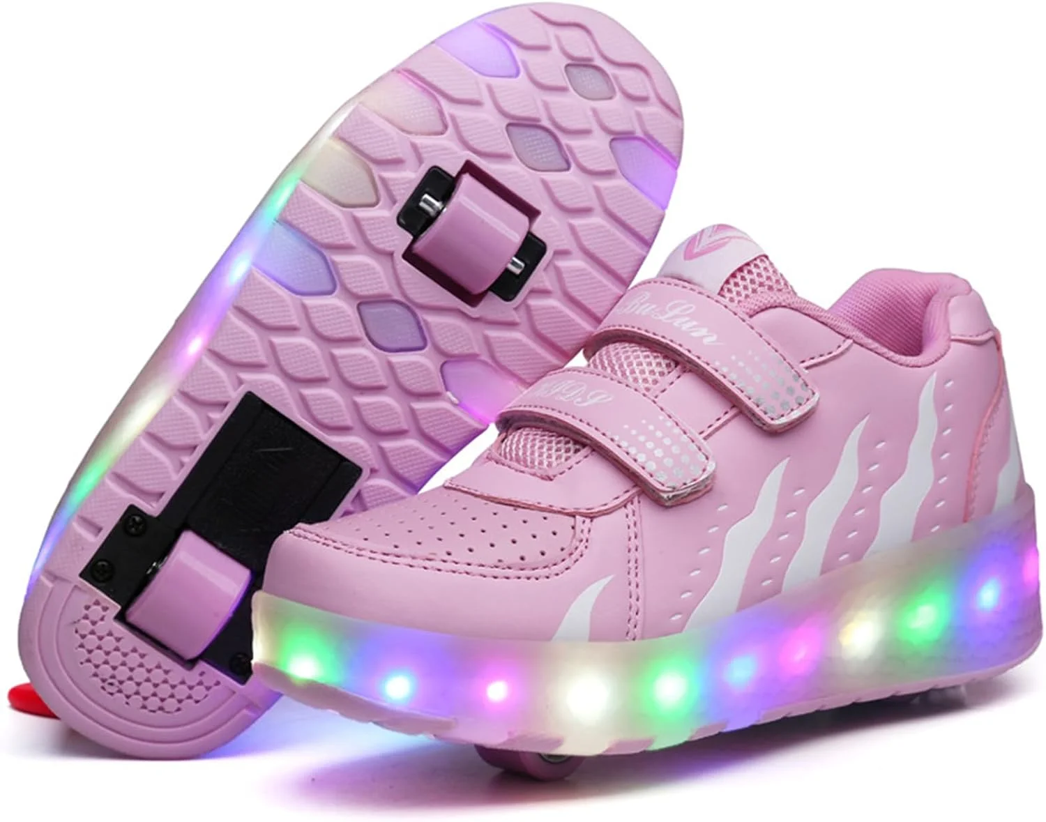 کفش های اسکیت غلتکی بچه گانه ZYANLING، کفش های کتانی برای پسران و دختران، کفش های پارکور فضای باز با 4 چرخ، کفش اسکیت بورد یونیسکس جمع شونده برای ورزش های پارکی کودکان