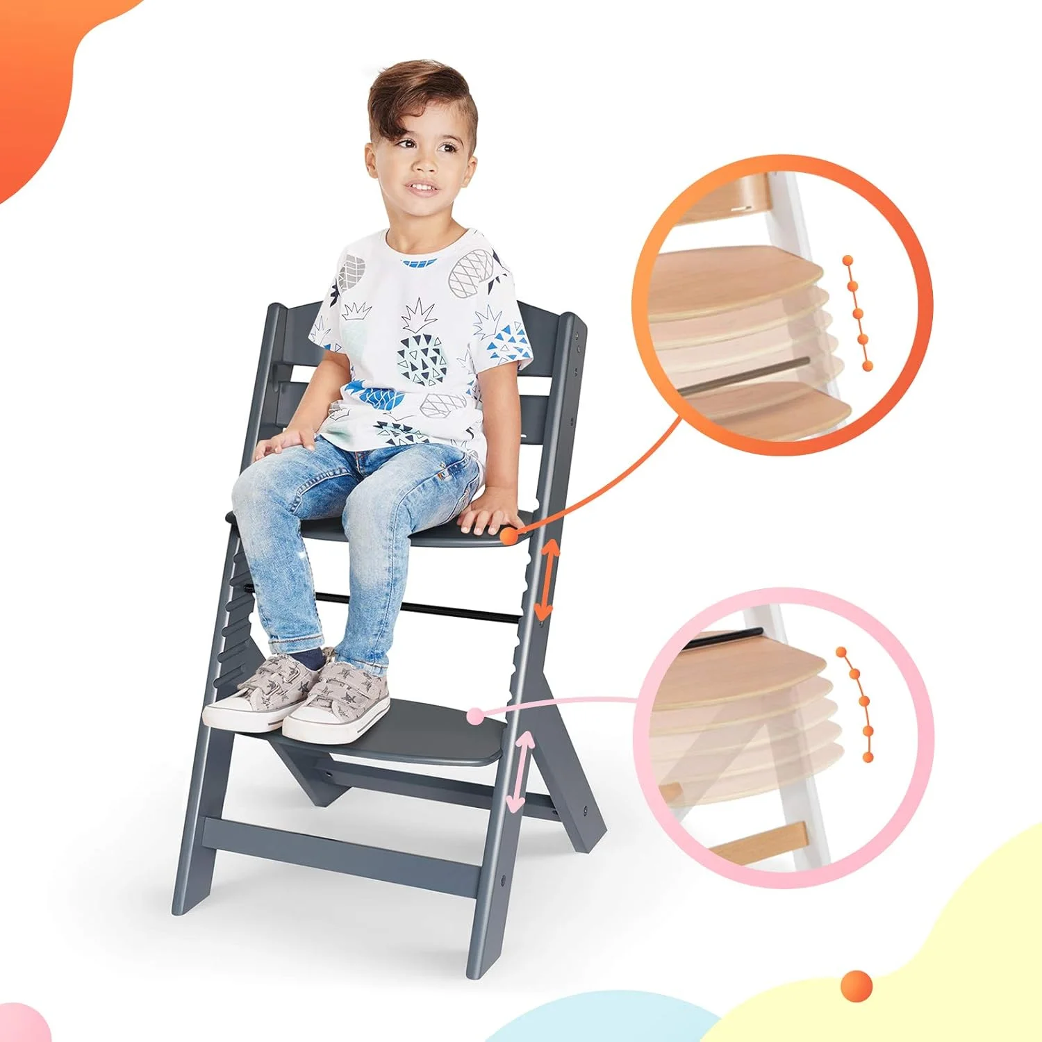 صندلی غذای کودک Kinderkraft مدل Enock خاکستری صندلی غذای کودک Kinderkraft مدل Enock خاکستری