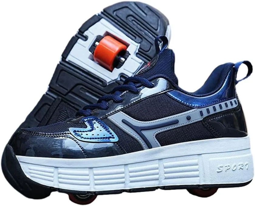 کفش های اسکیت غلتکی بچه گانه ZYANLING، کفش های ورزشی غلتکی برای پسران و دختران با 2 چرخ، کفش های ورزشی جمع شونده مربی فضای باز برای هدیه نمایش تولد کودکان