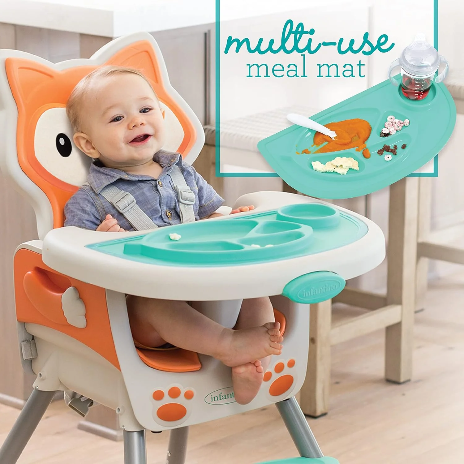 صندلی غذای کودک 4 در 1 Infantino-Grow-With-Me با قابلیت تنظیم ارتفاع/تبدیل شوندگی با کوسن نرم و چرخ های جلویی چرخشی |صرفه جویی در فضا|صندلی تقویت کننده|صندلی کودک نوپا - نارنجی صندلی غذای کودک 4 در 1 Infantino-Grow-With-Me با قابلیت تنظیم ارتفاع/تبدیل شوندگی با کوسن نرم و چرخ های جلویی چرخشی |صرفه جویی در فضا|صندلی تقویت کننده|صندلی کودک نوپا - نارنجی
