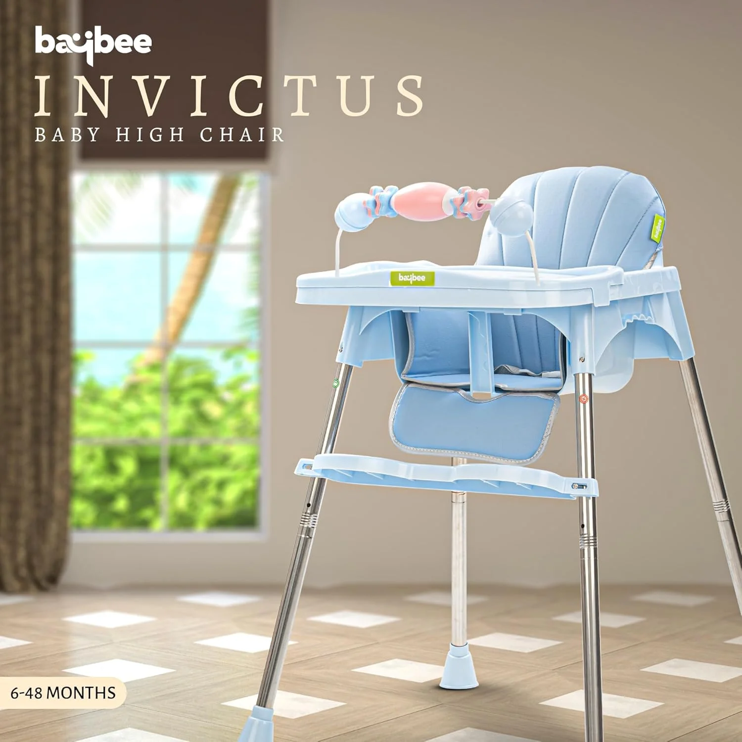 صندلی غذای کودک تاشو 3 در 1 Baybee Invictus با قابلیت تنظیم ارتفاع، سینی غذا، کمربند ایمنی و کوسن، صندلی کمکی غذاخوری کودک مناسب برای پسران و دختران 6 ماهه تا 4 ساله (آبی) صندلی غذای کودک تاشو 3 در 1 Baybee Invictus با قابلیت تنظیم ارتفاع، سینی غذا، کمربند ایمنی و کوسن، صندلی کمکی غذاخوری کودک مناسب برای پسران و دختران 6 ماهه تا 4 ساله (آبی)