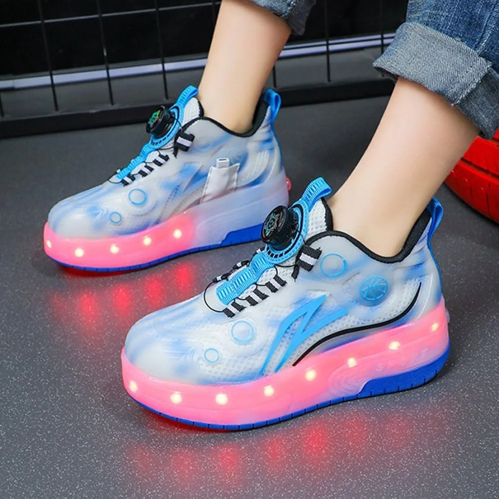 کفش های اسکیت غلتکی بچه گانه ZYANLING، کفش های کتانی برای پسران و دختران، اسکیت های فنی جمع شونده خودکار برای کفش های کتانی بسکتبال برای دختران و پسران، هدیه جدید