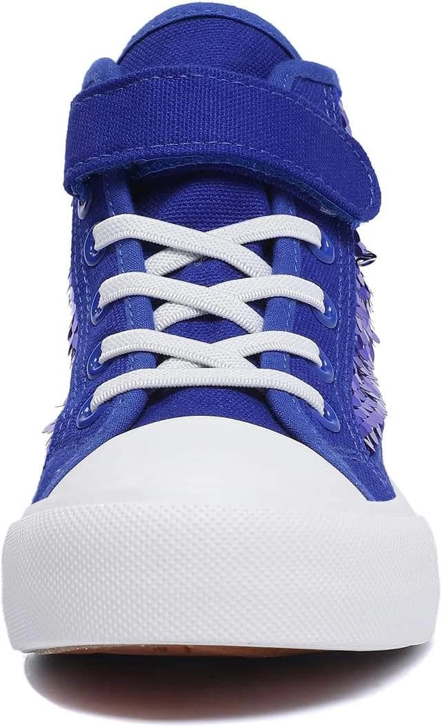 کفش های کانواس ساق بلند پولکی اکلیلی بچه گانه Zoroadke، کفش های کتانی براق دخترانه و پسرانه با بند قابل تنظیم کفش های کانواس ساق بلند پولکی اکلیلی بچه گانه Zoroadke، کفش های کتانی براق دخترانه و پسرانه با بند قابل تنظیم