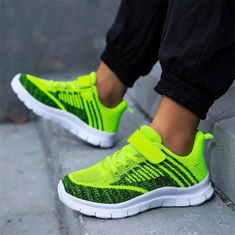 کفش کتانی پیاده روی سبک وزن پسرانه Zonkacen مناسب ورزش در فضای باز، دویدن، پیاده روی، دوچرخه سواری، سبز، سایز 5 بچه بزرگ