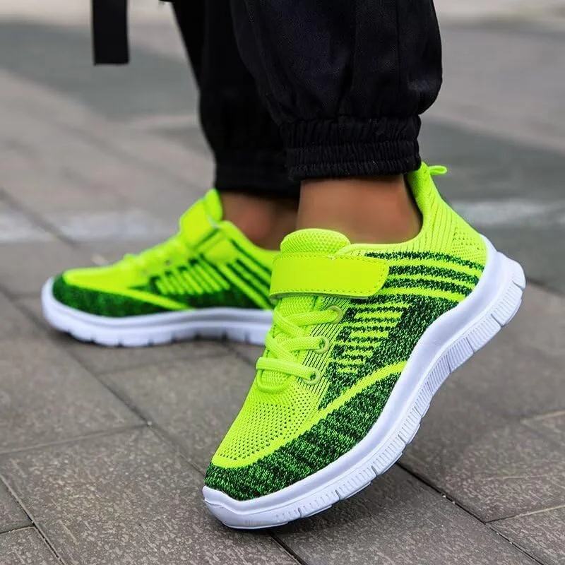 کفش کتانی پیاده روی سبک وزن پسرانه Zonkacen مناسب ورزش در فضای باز، دویدن، پیاده روی، دوچرخه سواری، سبز، سایز 5 بچه بزرگ