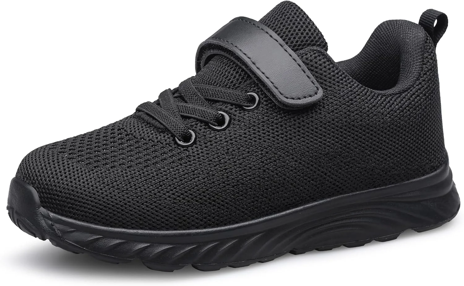 کفش‌های کتانی پسرانه دخترانه YHOON، کفش‌های ورزشی دویدن و پیاده‌روی بچه‌گانه برای کودکان نوپا/کودکان کوچک/کودکان بزرگ، تمام مشکی-n288، سایز 5.5 کودک بزرگ