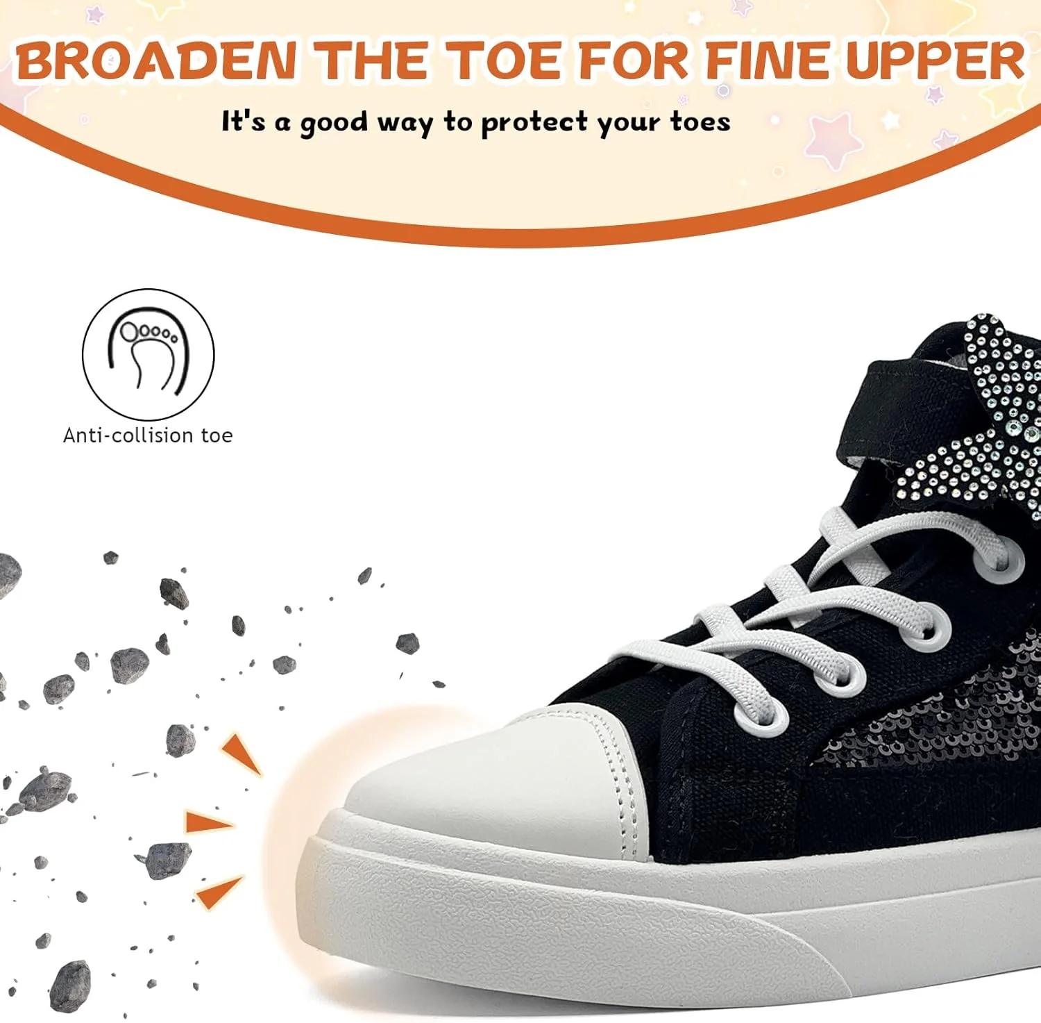 کفش کتانی بچگانه Xinlanlin برای دختران و پسران، ساق بلند، طرح بوم، فانتزی پولکی و پاپیونی، مناسب دویدن، پیاده روی و استفاده روزمره