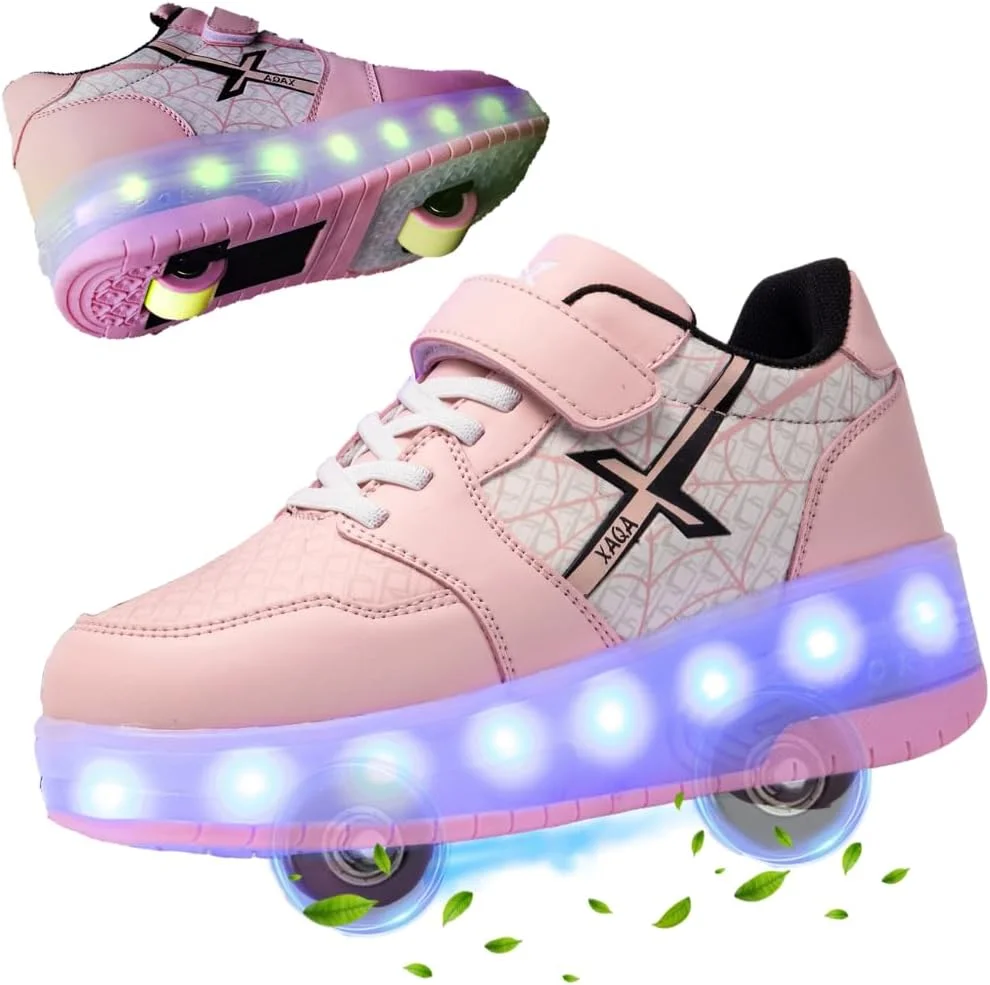 کفش‌های چرخ‌دار جداشدنی XAQA - کفش‌های اسکیت چراغ‌دار LED برای کودکان | کتانی اسکیت برای پسران و دختران برای تولد و تعطیلات