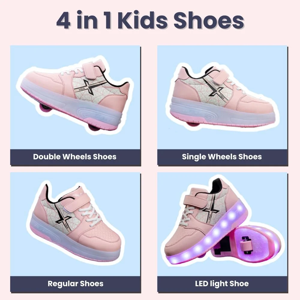کفش‌های چرخ‌دار جداشدنی XAQA - کفش‌های اسکیت چراغ‌دار LED برای کودکان | کتانی اسکیت برای پسران و دختران برای تولد و تعطیلات