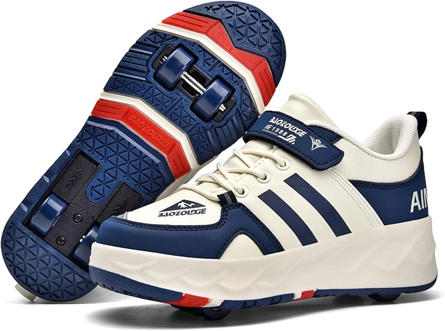 کفش های چرخ دار بچه گانه 4 چرخ ارتقا یافته - چرخ های جمع شونده با کفش های کتانی متعادل تر برای پسران و دختران | کفش های اسکیت برد برای مبتدیان | و کفش های کتانی معمولی یا فضای باز