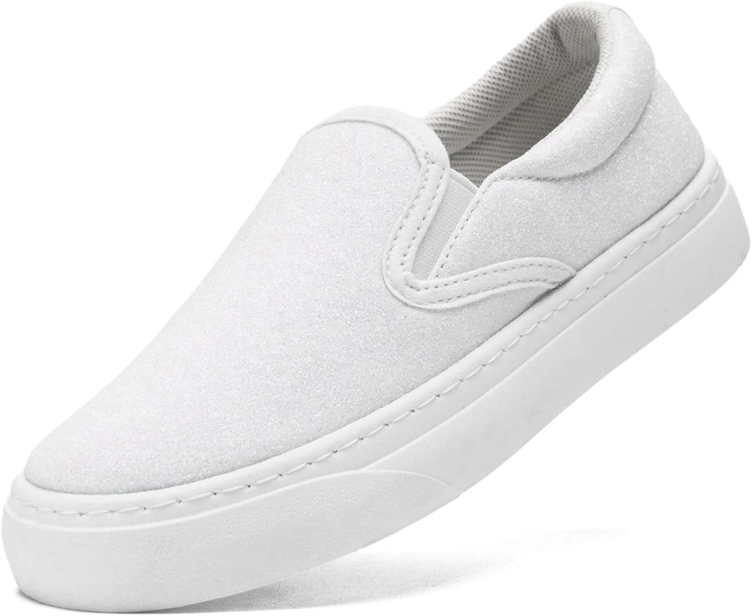 کفش‌های کتانی بچگانه xinlanlin برای دختران و پسران، مدل لژ کوتاه، بدون بند، کفش‌های بوم گاه به گاه و راحت برای پیاده‌روی، پولک‌دار و براق