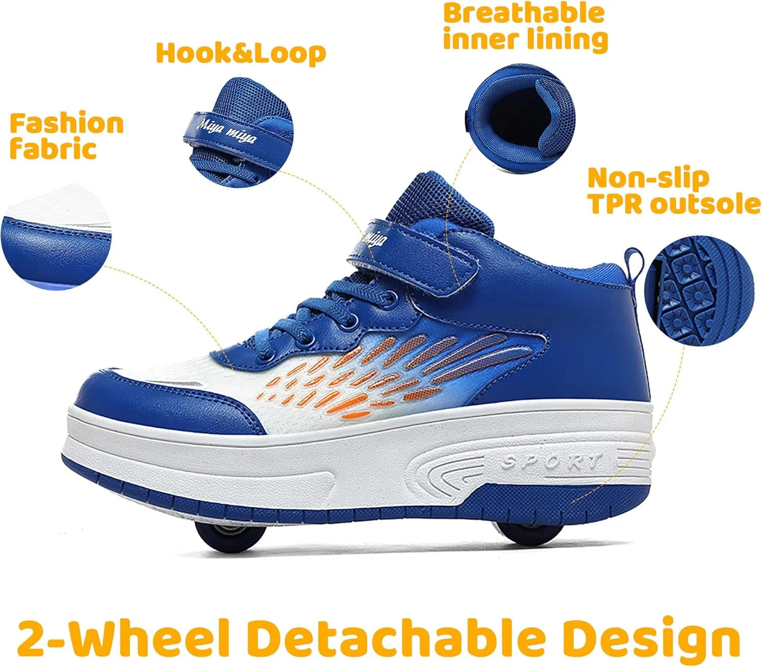 کفش های اسکیت غلتکی Wooowyet برای کودکان پسران دختران، کفش های کتانی چرخ دار شارژی مد روز