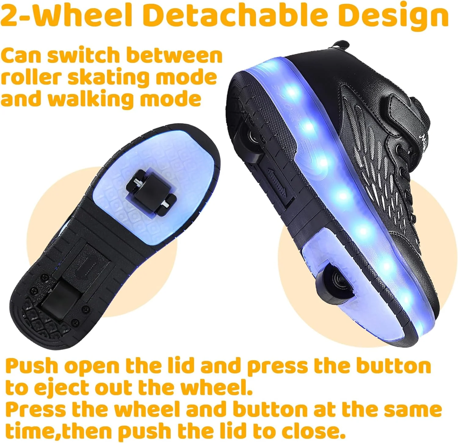 کفش های اسکیت غلتکی LED Wooowyet برای کودکان پسران دختران کفش های کتانی مد روز روشن با چرخ کفش های غلتکی چرخ دار USB قابل شارژ قلاب و حلقه