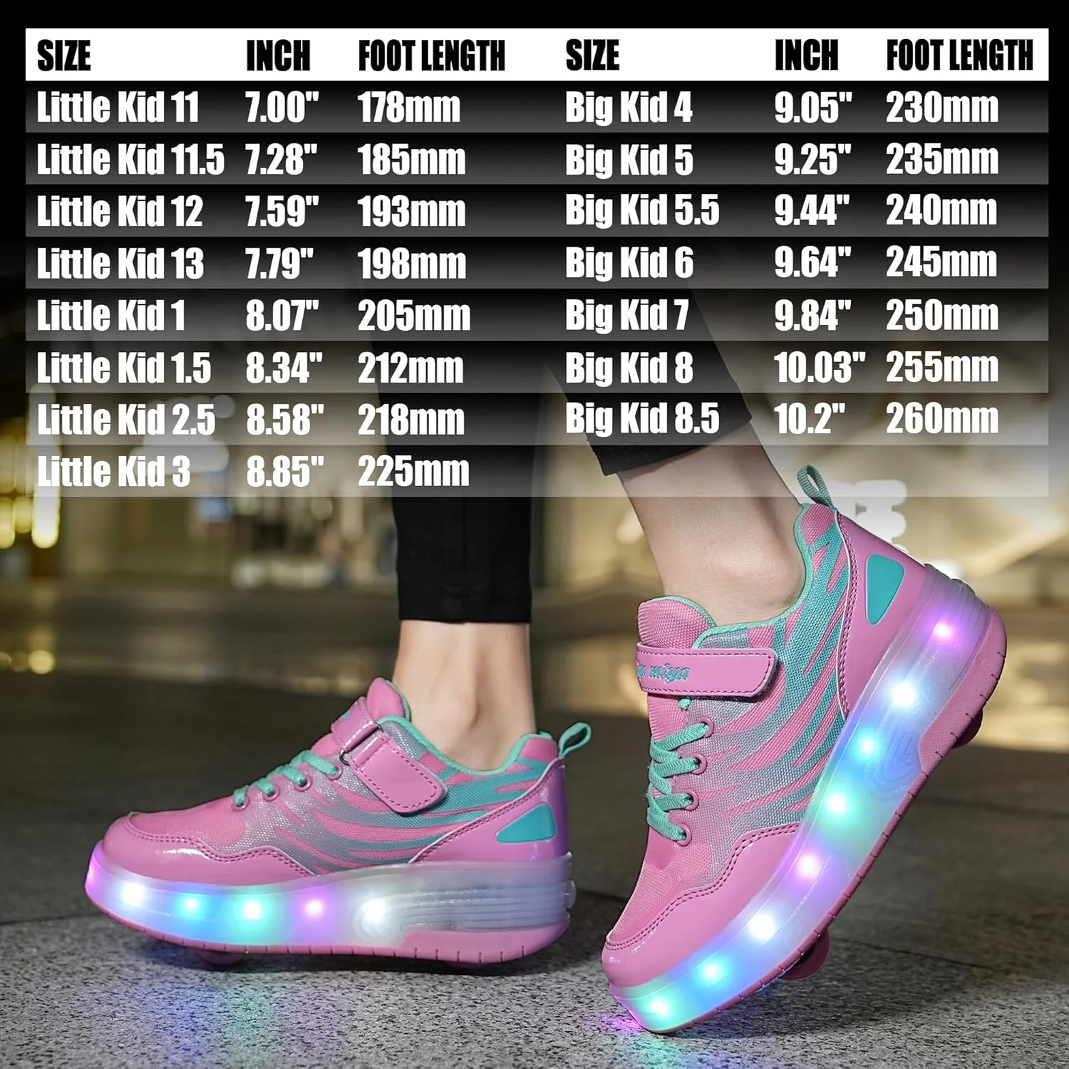 کفش اسکیت غلتکی LED Wooowyet برای کودکان پسران دختران، کفش های کتانی مد روز روشن با چرخ، کفش های غلتکی چرخ دار USB قابل شارژ با چسب ولکرو