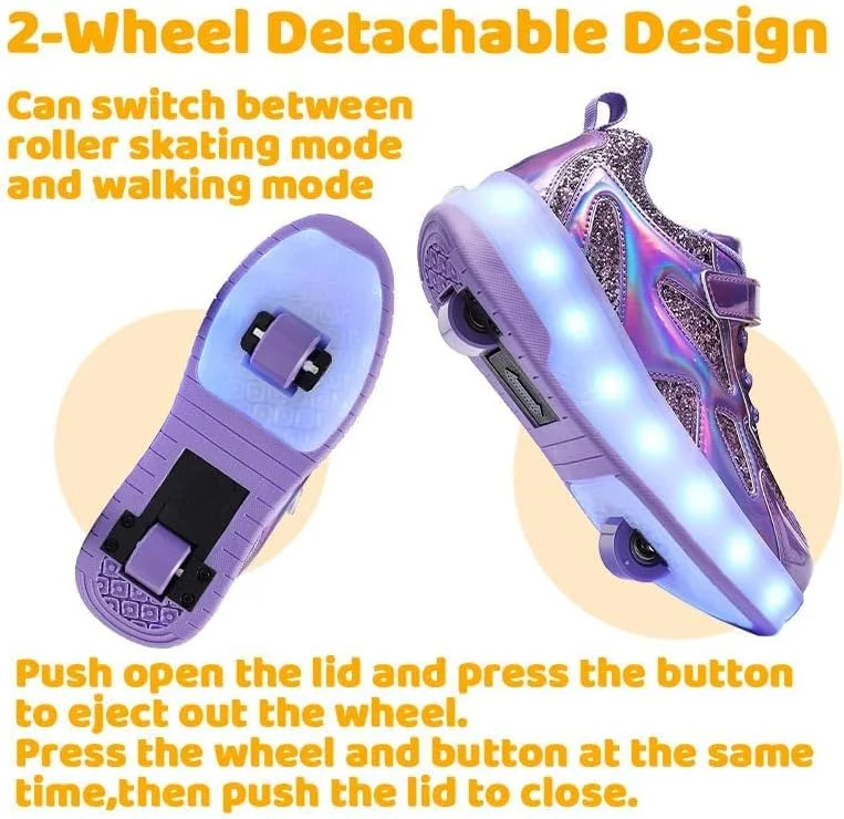 کفش اسکیت غلتکی LED Wooowyet برای کودکان پسران دختران، کفش های کتانی مد روز روشن با چرخ، کفش های چرخ دار قابل شارژ USB با چسب ولکرو کفش اسکیت غلتکی LED Wooowyet برای کودکان پسران دختران، کفش های کتانی مد روز روشن با چرخ، کفش های چرخ دار قابل شارژ USB با چسب ولکرو
