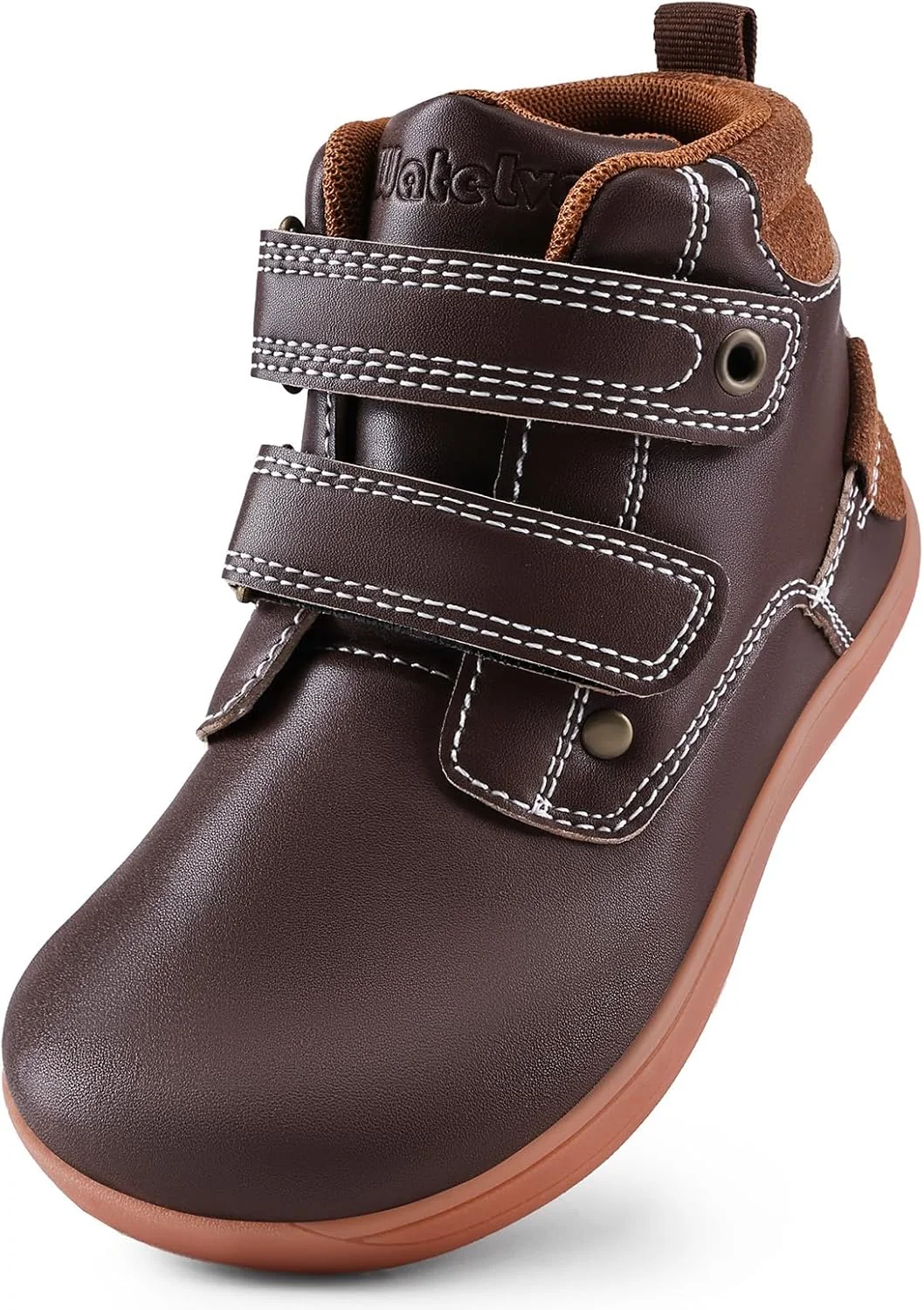 کفش های پهن و پابرهنه کودکانه WateLves، کفش ورزشی ساق بلند دخترانه و پسرانه با چسب ولکرو، کفش های پیاده روی سبک و راحت، قهوه ای، سایز 13 کودکانه پهن