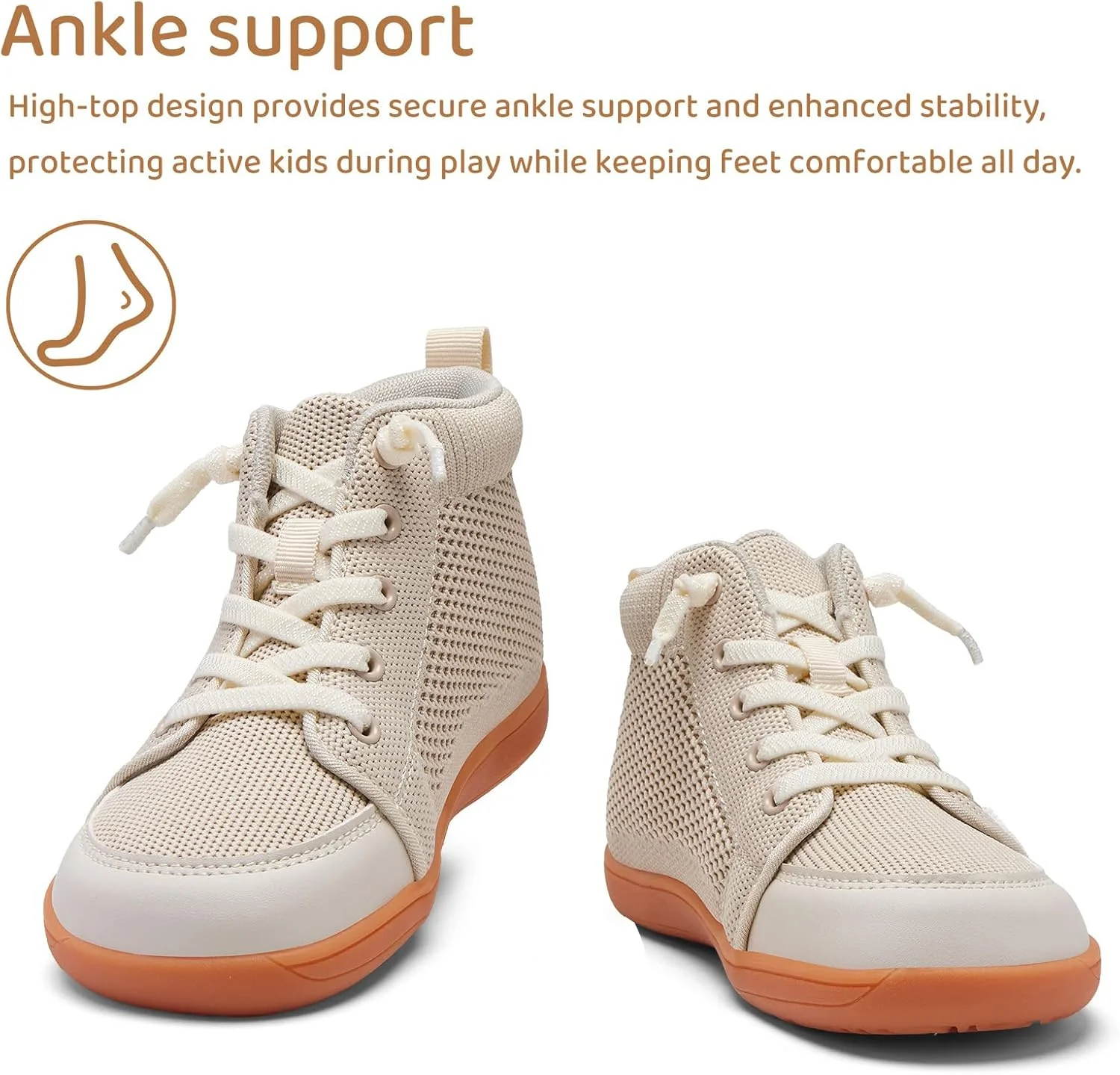 کفش کتانی پهن و راحت کودکانه WateLves، مناسب دختران و پسران، سبک وزن، مینیمالیستی، ساق بلند، کفش پیاده روی، تنفس پذیر، با پشتیبانی راحت از مچ پا