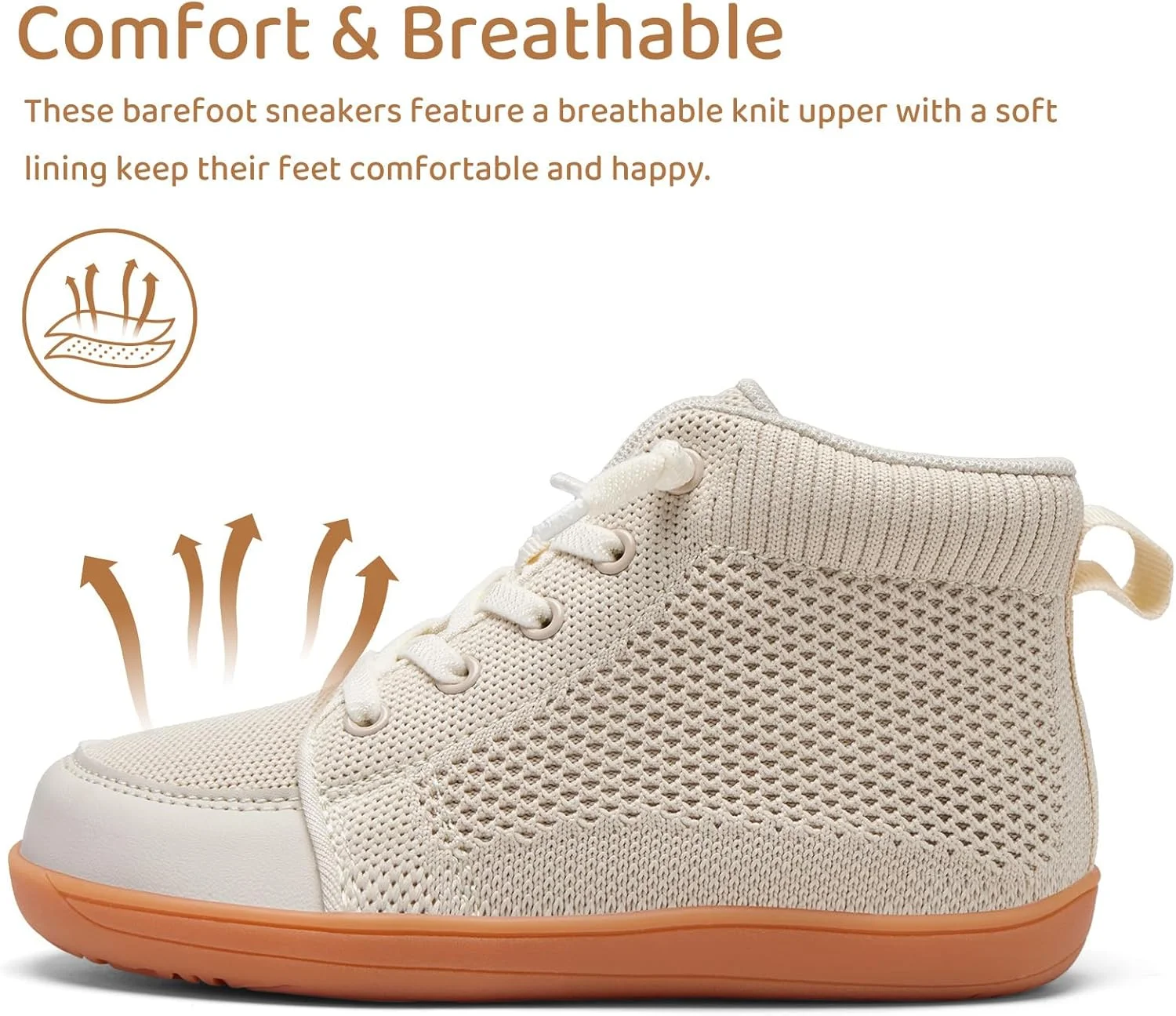 کفش کتانی پهن و راحت کودکانه WateLves، مناسب دختران و پسران، سبک وزن، مینیمالیستی، ساق بلند، کفش پیاده روی، تنفس پذیر، با پشتیبانی راحت از مچ پا