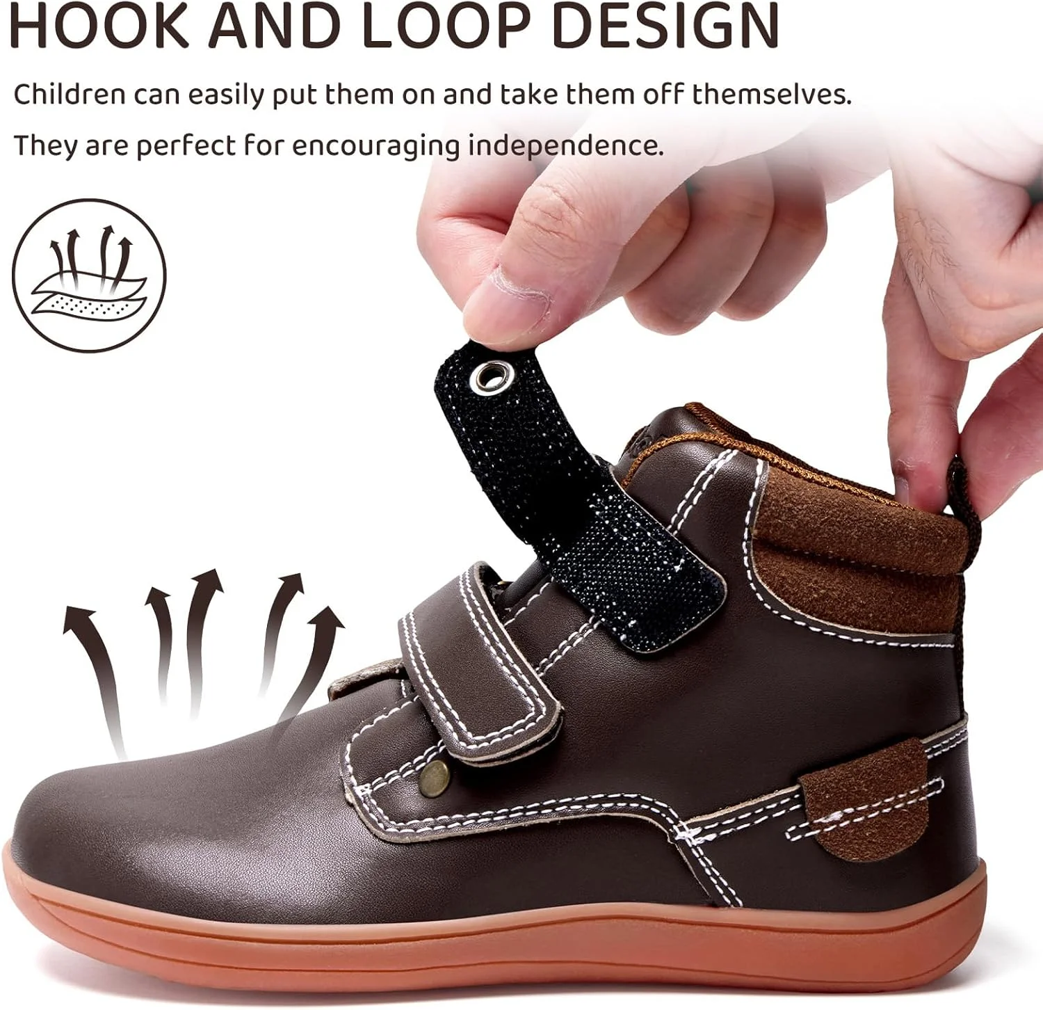 کفش های پهن و پابرهنه کودکانه WateLves، کفش ورزشی ساق بلند دخترانه و پسرانه با چسب ولکرو، کفش های پیاده روی سبک و راحت، قهوه ای، سایز 13 کودکانه پهن