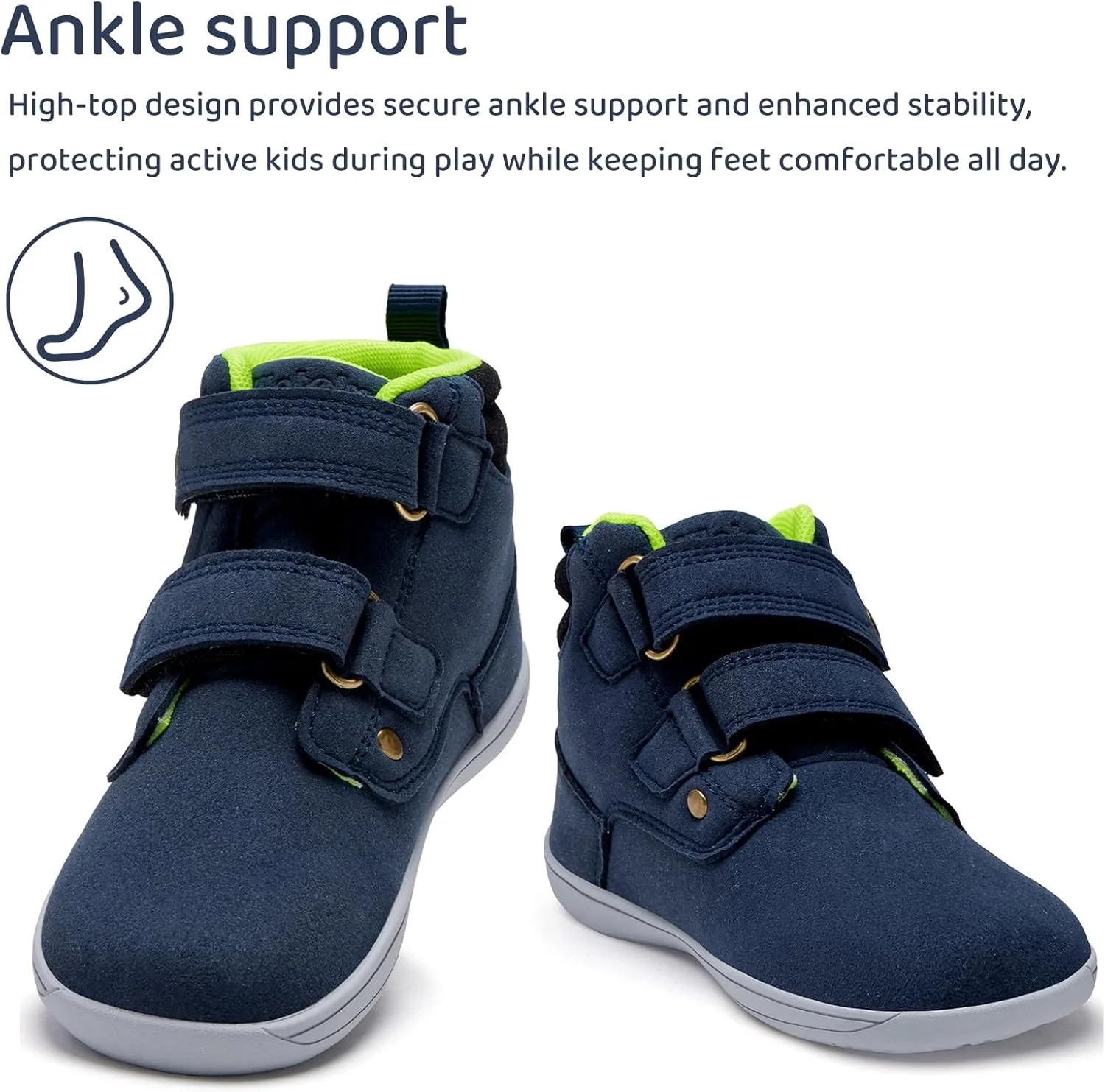 کفش های پهن پابرهنه کودکانه WateLves، کفش ورزشی ساق بلند دخترانه پسرانه با چسب ولکرو، کفش های پیاده روی سبک وزن و مد روز، قهوه ای، سایز 8 پهن کودکانه