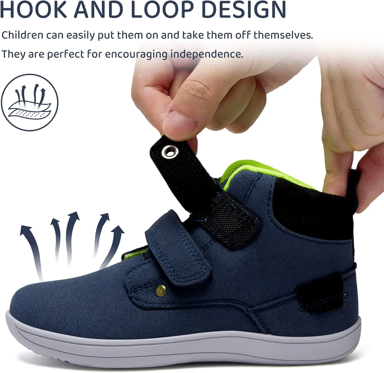 کفش های پهن پابرهنه کودکانه WateLves، کفش ورزشی ساق بلند دخترانه پسرانه با چسب ولکرو، کفش های پیاده روی سبک وزن و مد روز، قهوه ای، سایز 8 پهن کودکانه