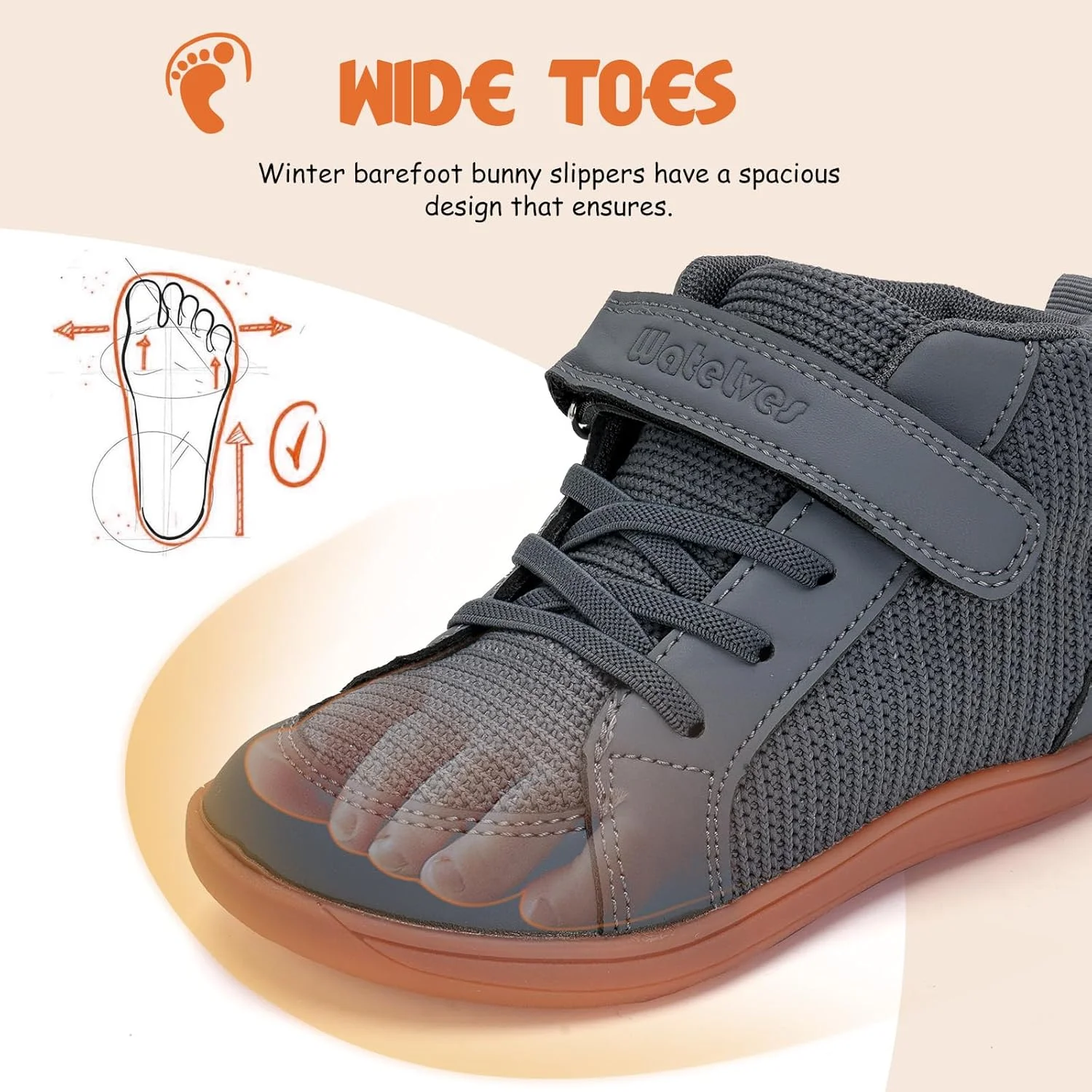 کفش های برهنه پای پهن مناسب کودکان نوپا و خردسال WateLves، کفش های کتانی مینیمالیستی ساق بلند زمستانی پسرانه و دخترانه، چکمه های مچ پا خز مصنوعی، کفش های پیاده روی گرم برای داخل و خارج از منزل | پهن شدن طبیعی | تناسب انعطاف پذیر